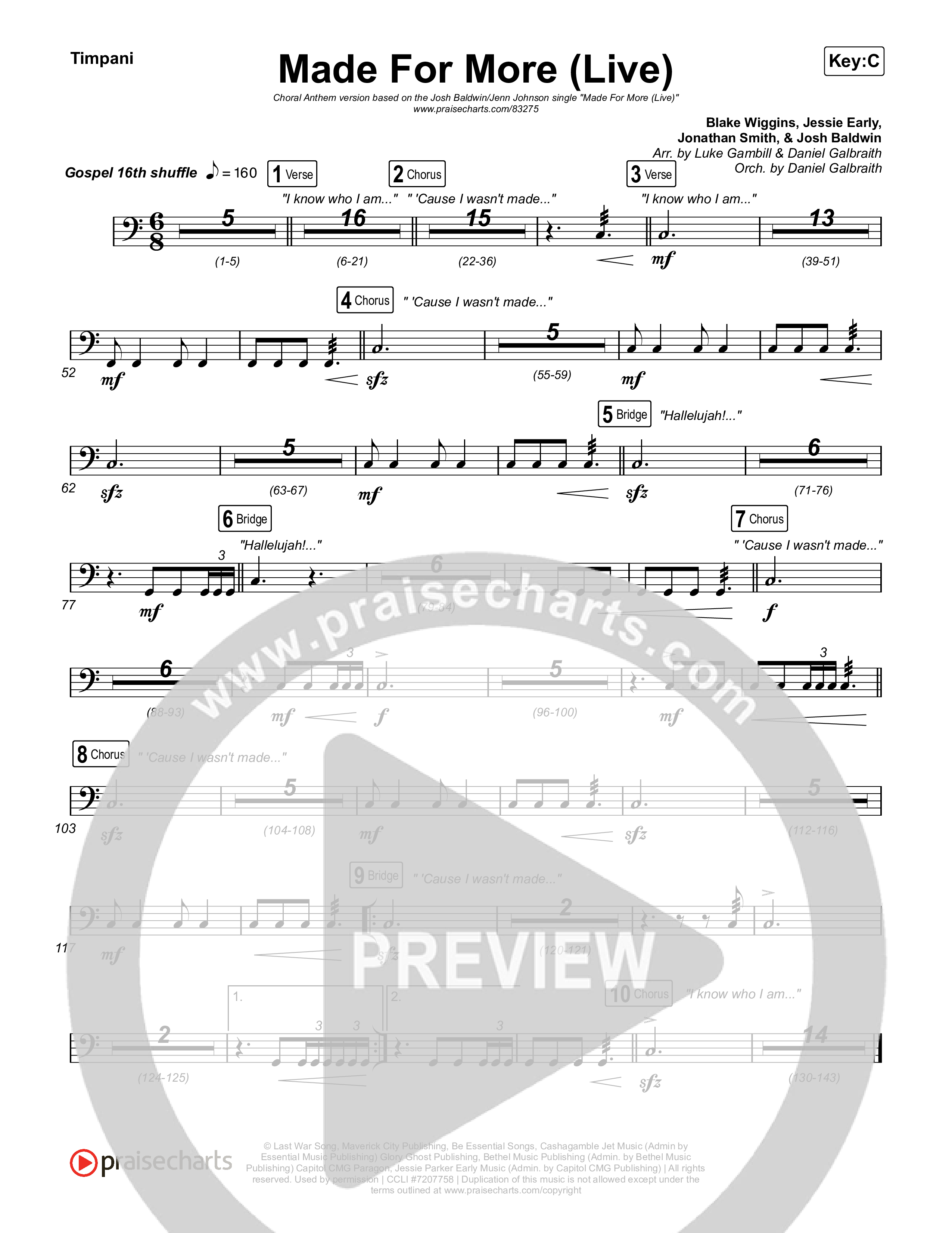 Made For More (Choral Anthem SATB) Timpani (Josh Baldwin / Jenn Johnson / Arr. Luke Gambill)