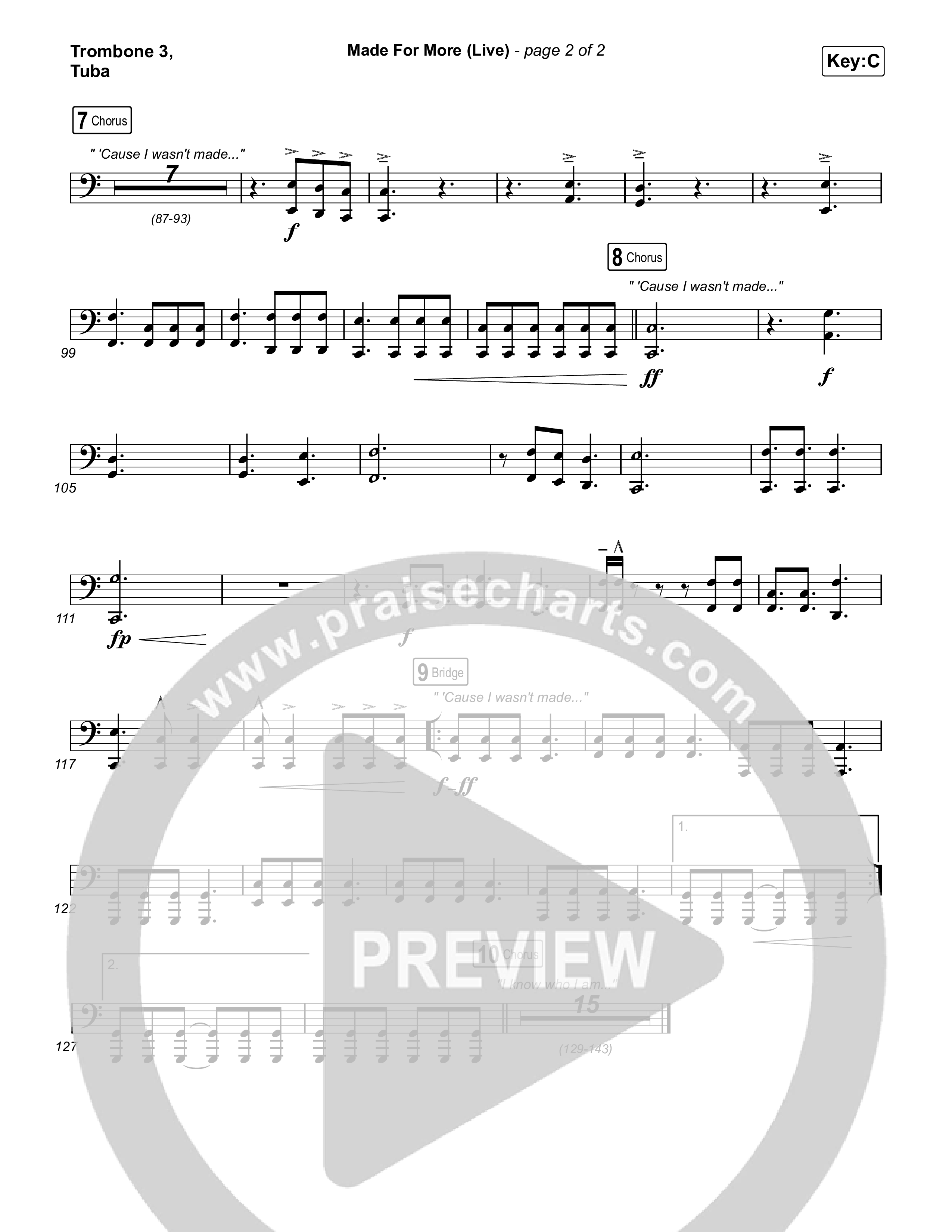 Made For More (Choral Anthem SATB) Trombone 3/Tuba (Josh Baldwin / Jenn Johnson / Arr. Luke Gambill)