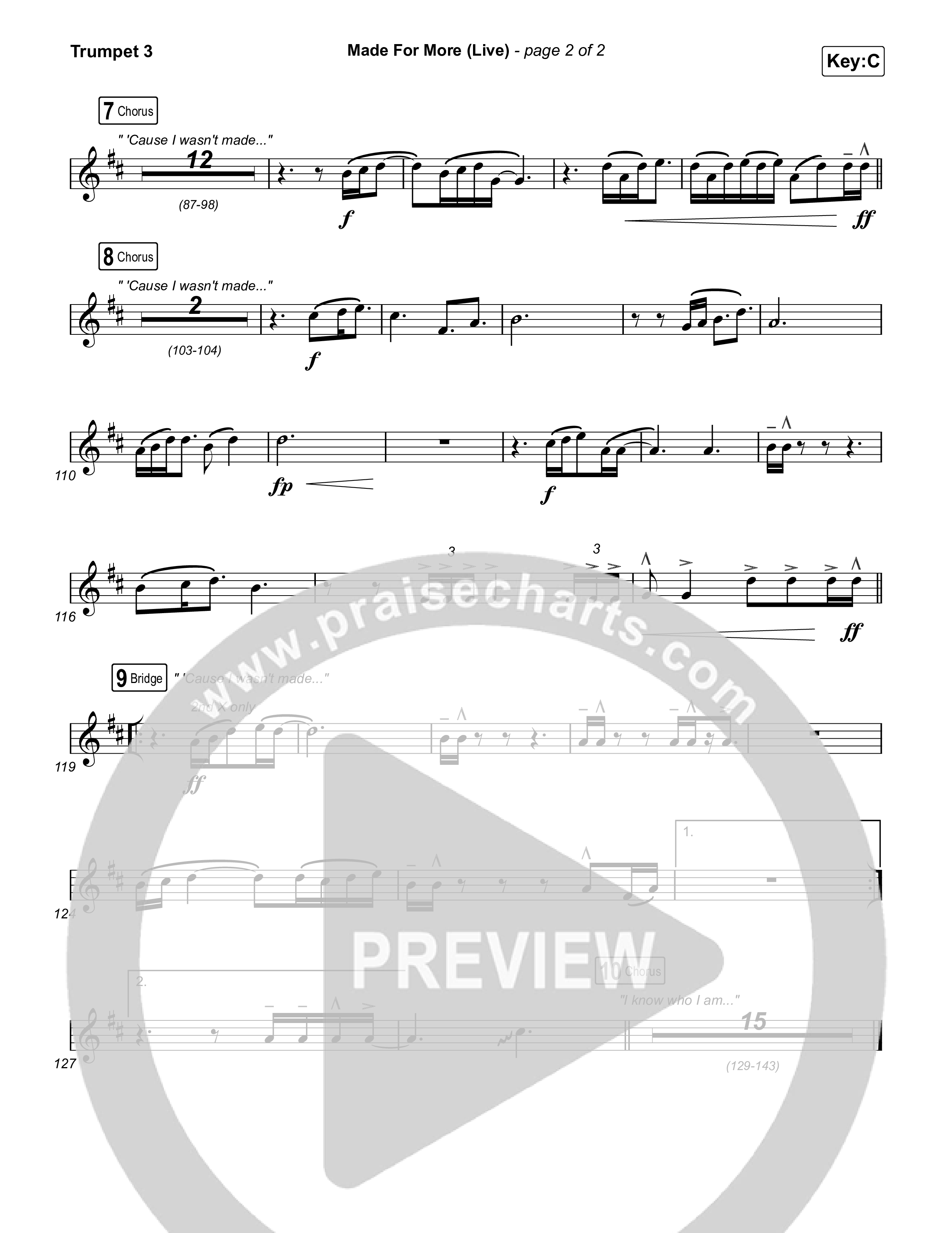 Made For More (Choral Anthem SATB) Trumpet 3 (Josh Baldwin / Jenn Johnson / Arr. Luke Gambill)