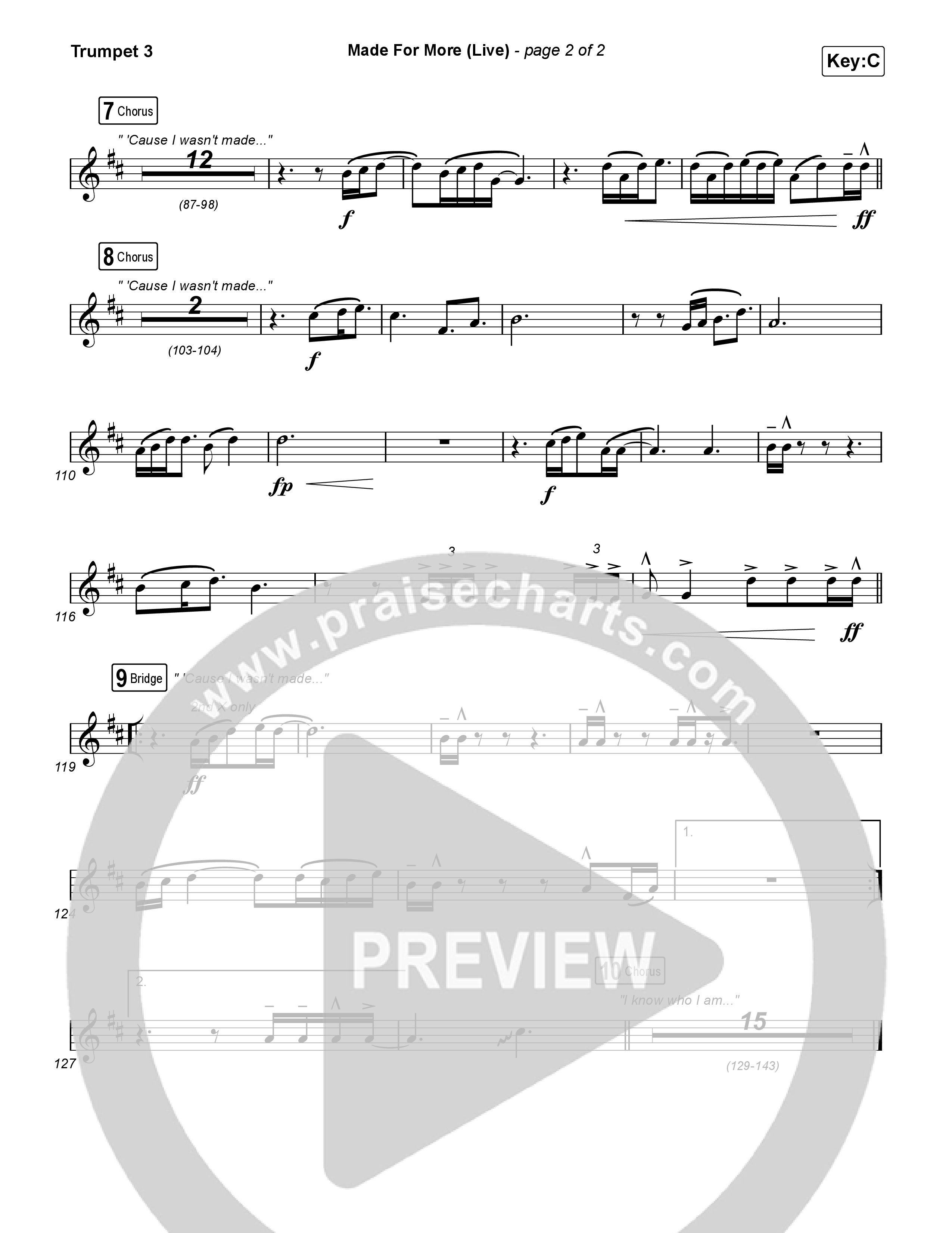Made For More (Choral Anthem SATB) Trumpet 3 (Josh Baldwin / Jenn Johnson / Arr. Luke Gambill)