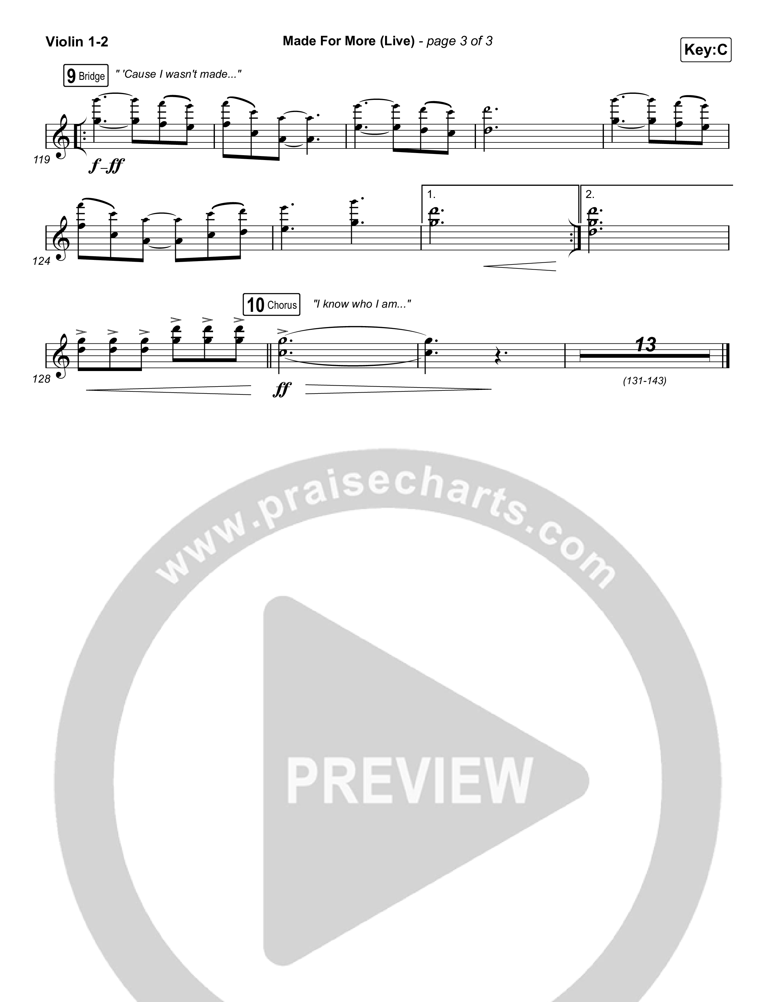 Made For More (Choral Anthem SATB) Violin 1,2 (Josh Baldwin / Jenn Johnson / Arr. Luke Gambill)