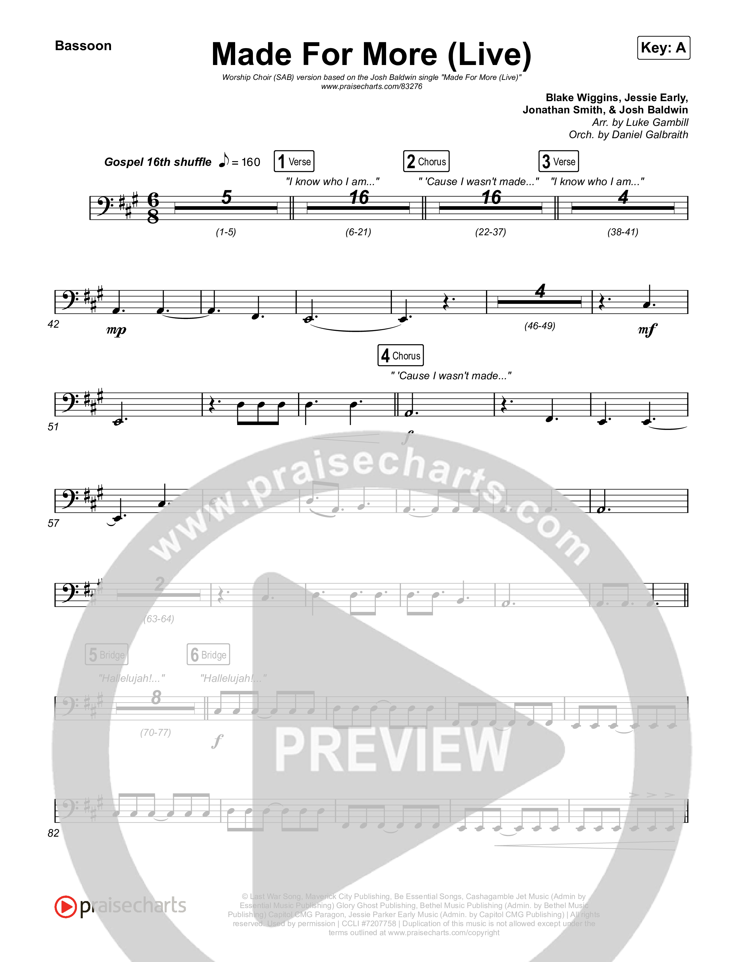Made For More (Worship Choir/SAB) Bassoon (Josh Baldwin / Jenn Johnson / Arr. Luke Gambill)