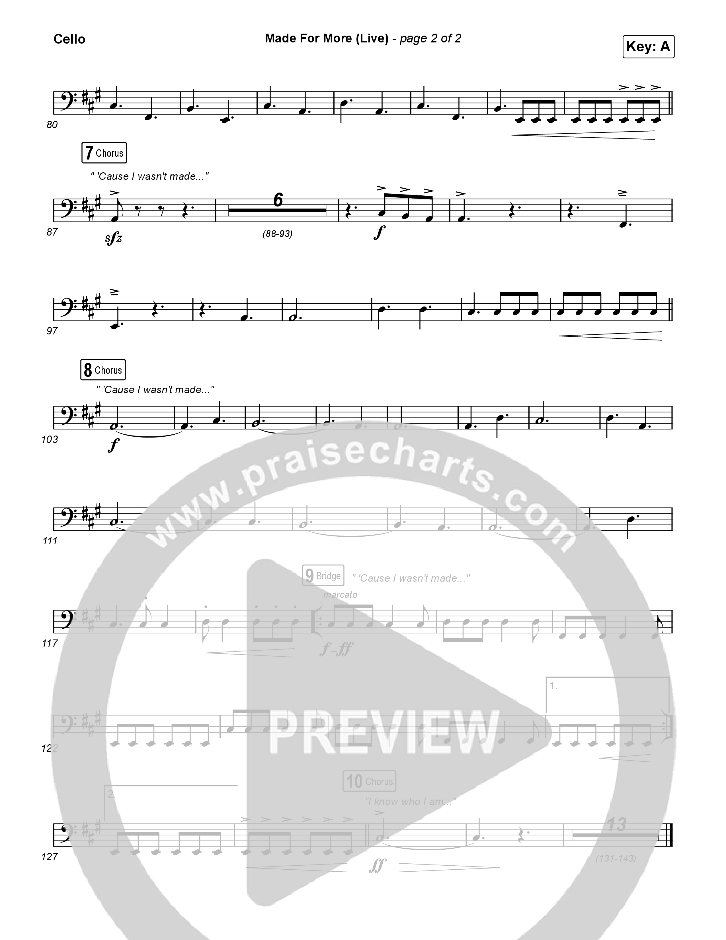 Made For More (Worship Choir/SAB) Cello (Josh Baldwin / Jenn Johnson / Arr. Luke Gambill)