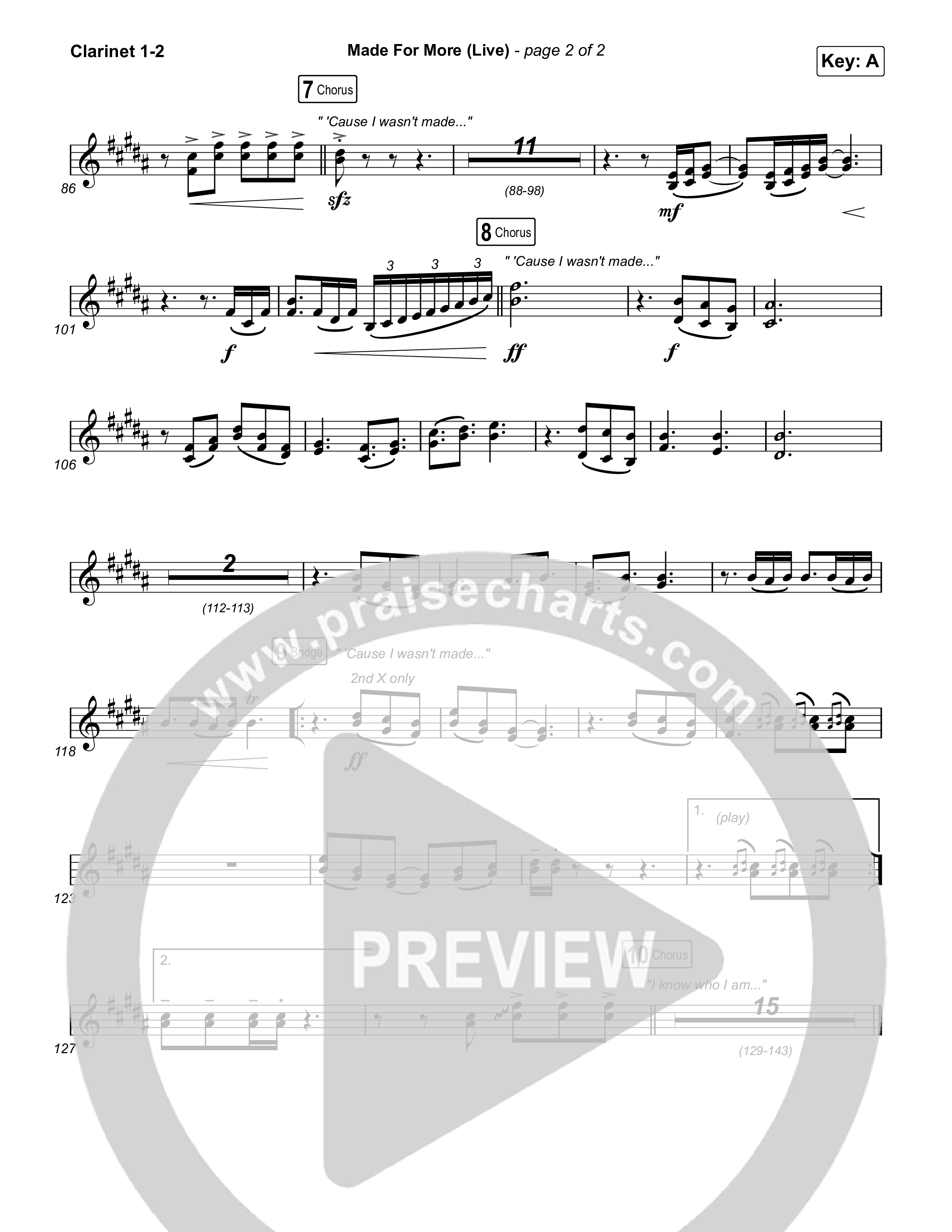 Made For More (Worship Choir/SAB) Clarinet 1/2 (Josh Baldwin / Jenn Johnson / Arr. Luke Gambill)