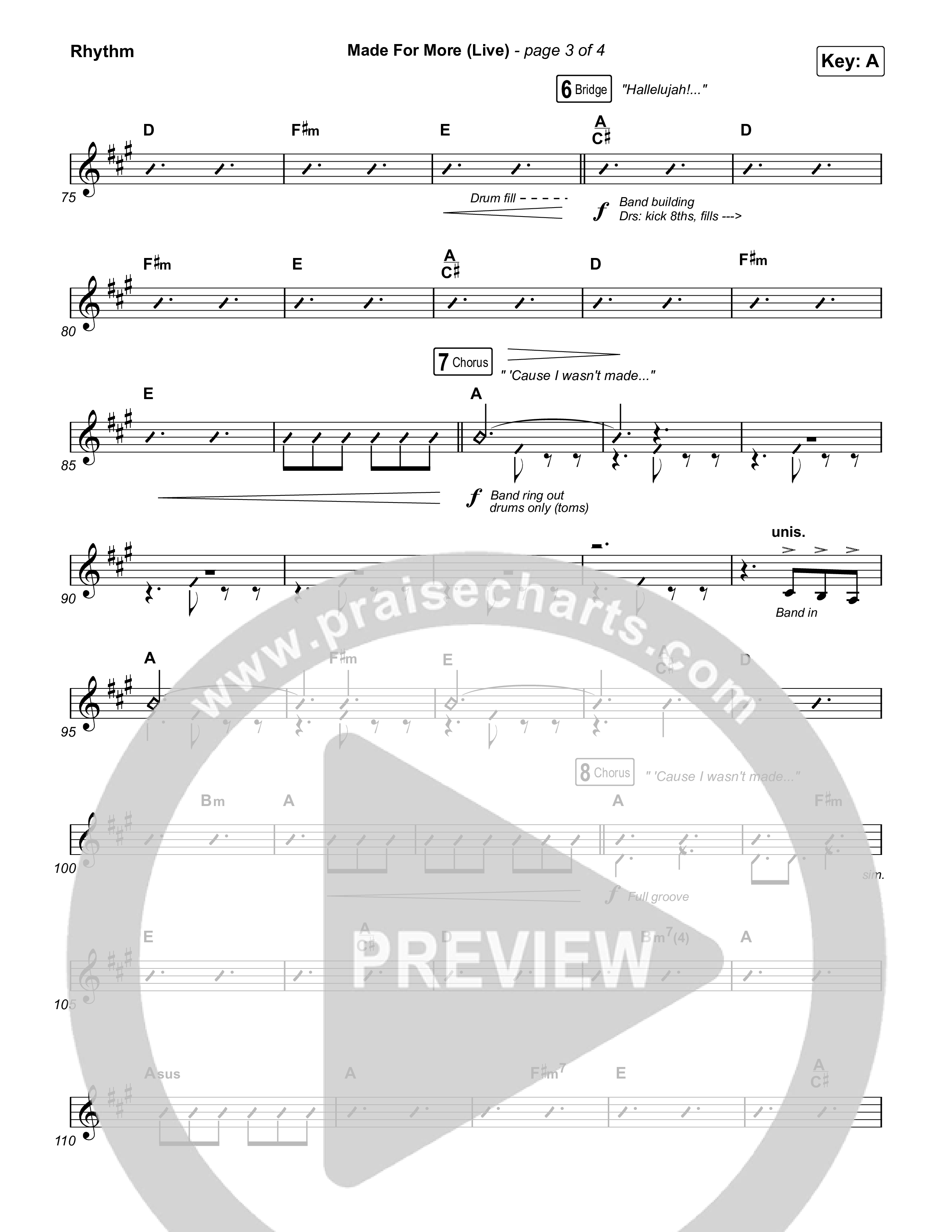 Made For More (Worship Choir/SAB) Rhythm Chart (Josh Baldwin / Jenn Johnson / Arr. Luke Gambill)