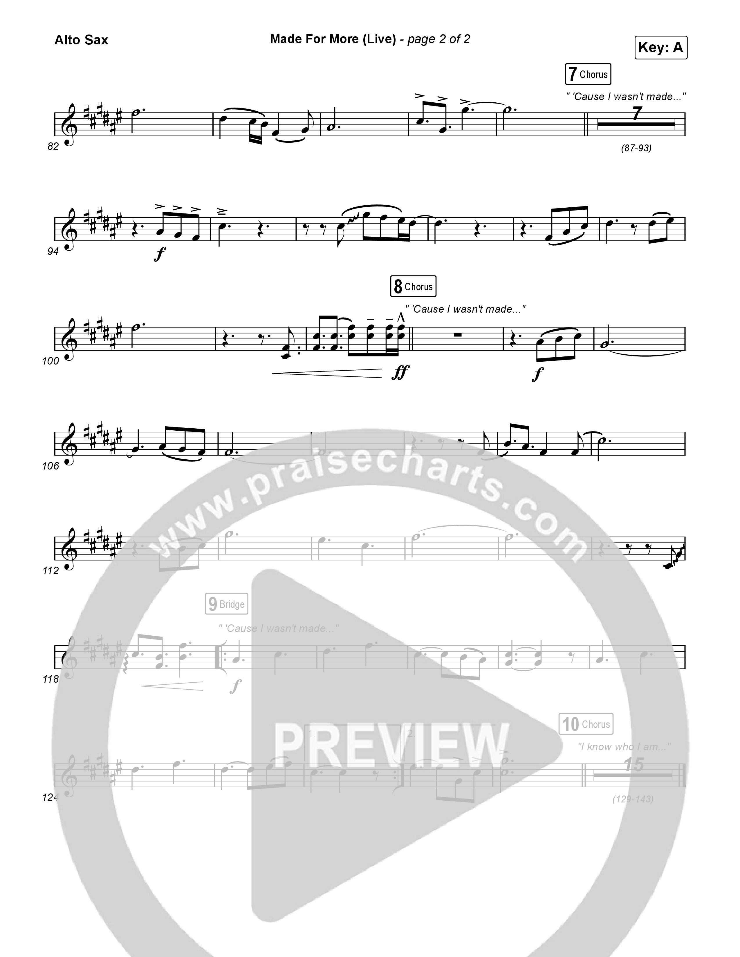 Made For More (Unison/2-Part) Alto Sax (Josh Baldwin / Jenn Johnson / Arr. Luke Gambill)