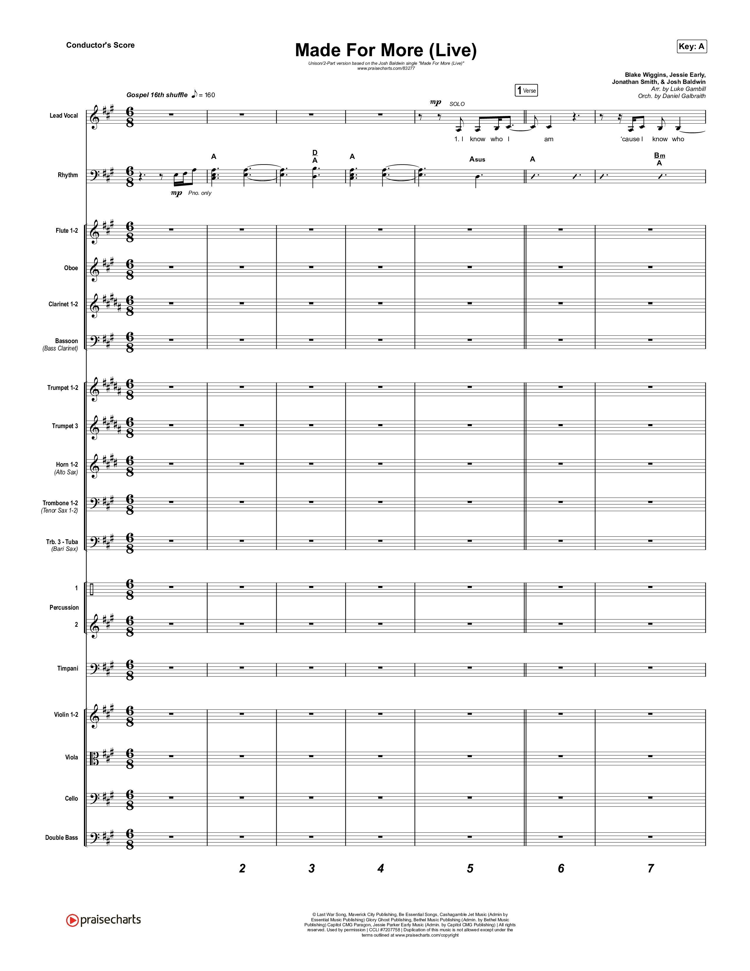 Made For More (Unison/2-Part) Conductor's Score (Josh Baldwin / Jenn Johnson / Arr. Luke Gambill)