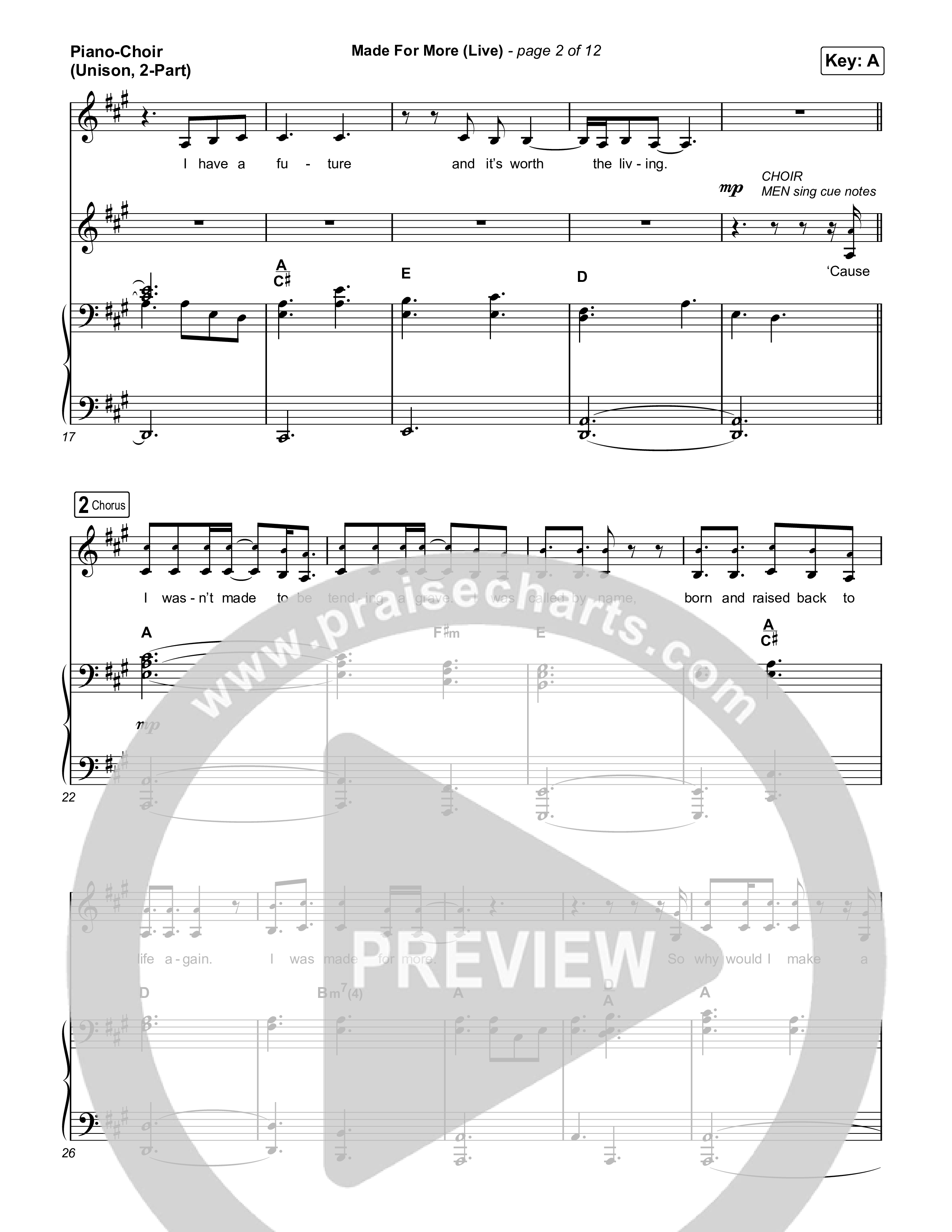 Made For More (Unison/2-Part) Piano/Choir  (Uni/2-Part) (Josh Baldwin / Jenn Johnson / Arr. Luke Gambill)