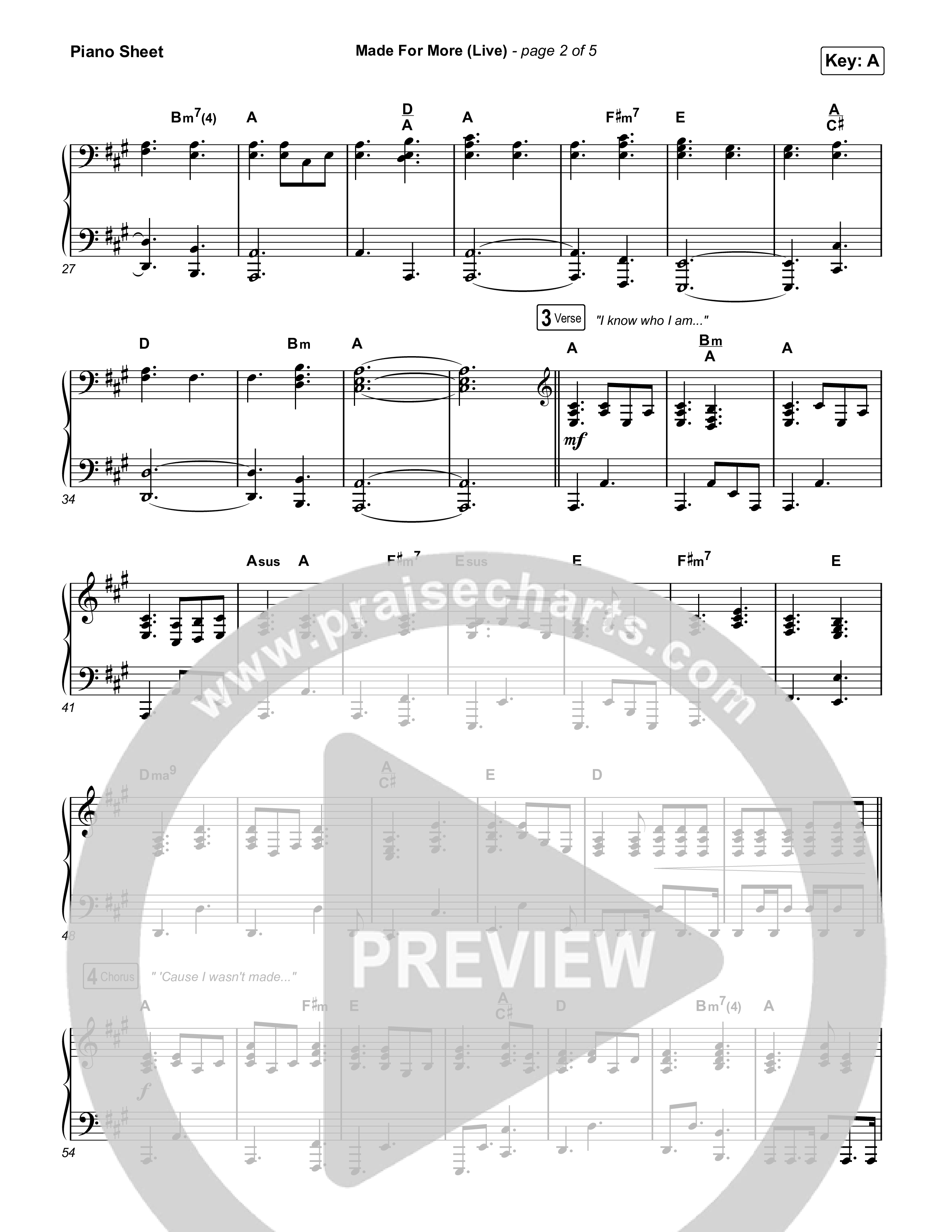 Made For More (Unison/2-Part) Piano Sheet (Josh Baldwin / Jenn Johnson / Arr. Luke Gambill)