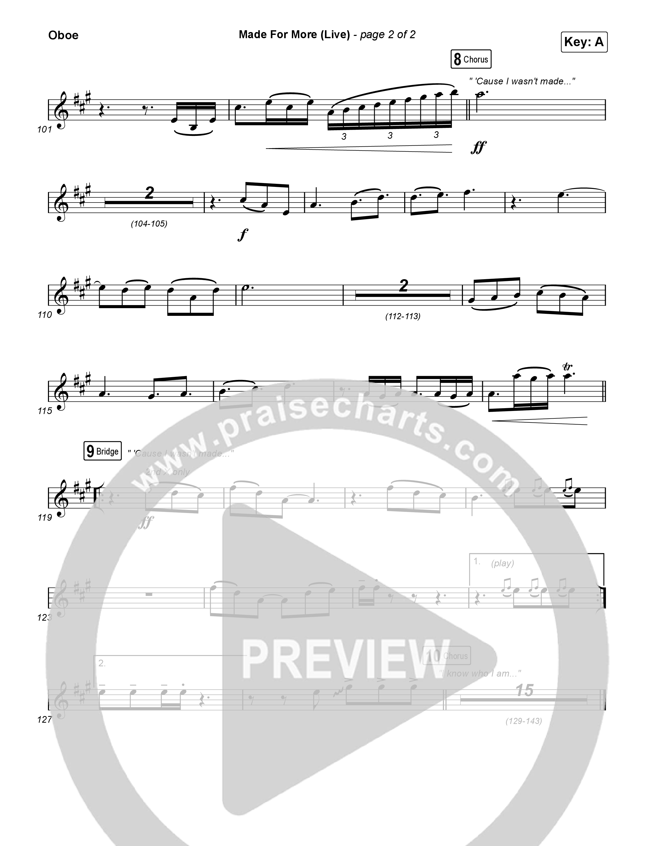 Made For More (Sing It Now) Oboe (Josh Baldwin / Jenn Johnson / Arr. Luke Gambill)