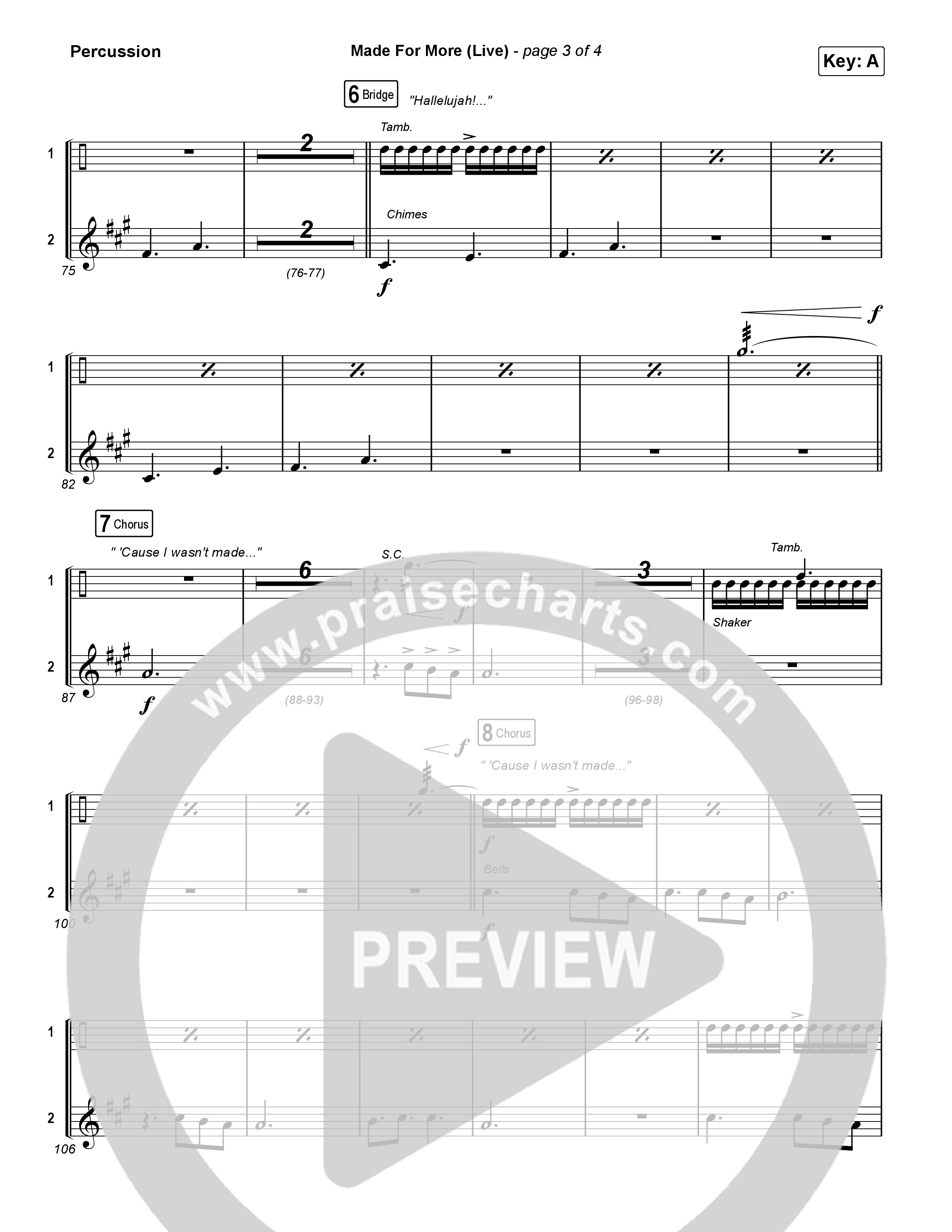 Made For More (Sing It Now) Percussion (Josh Baldwin / Jenn Johnson / Arr. Luke Gambill)