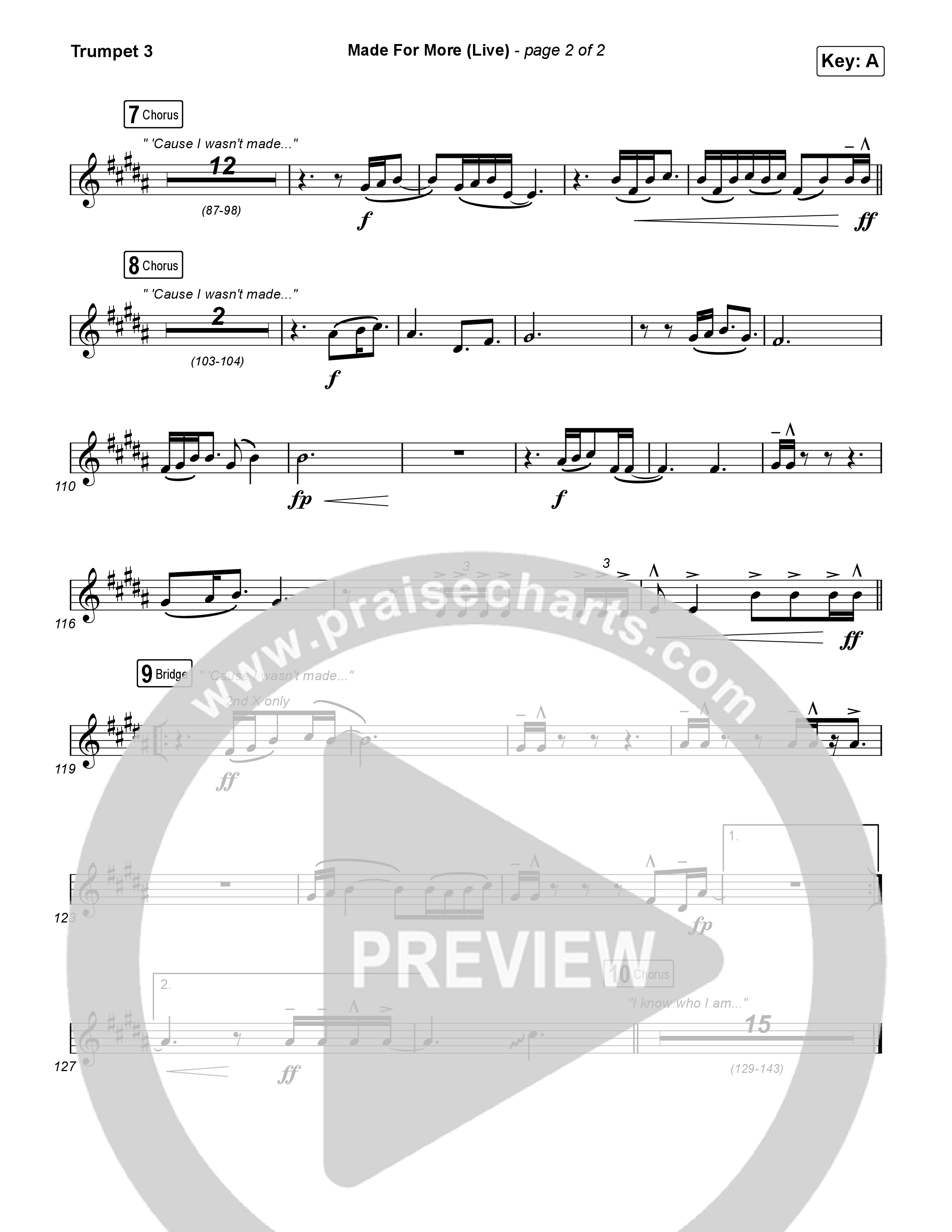 Made For More (Sing It Now) Trumpet 3 (Josh Baldwin / Jenn Johnson / Arr. Luke Gambill)