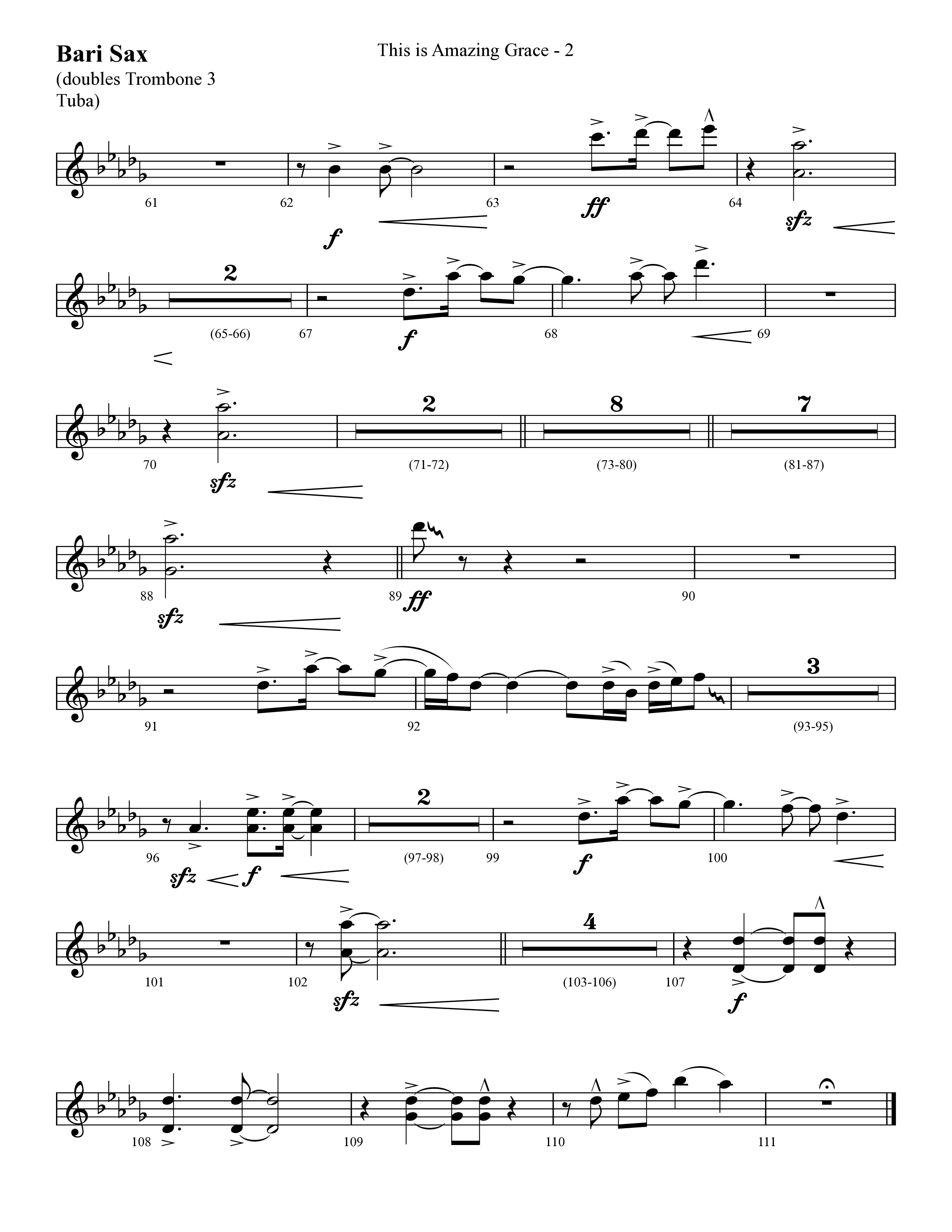 This Is Amazing Grace (Choral Anthem SATB) Bari Sax (Lifeway Choral / Arr. Cliff Duren)