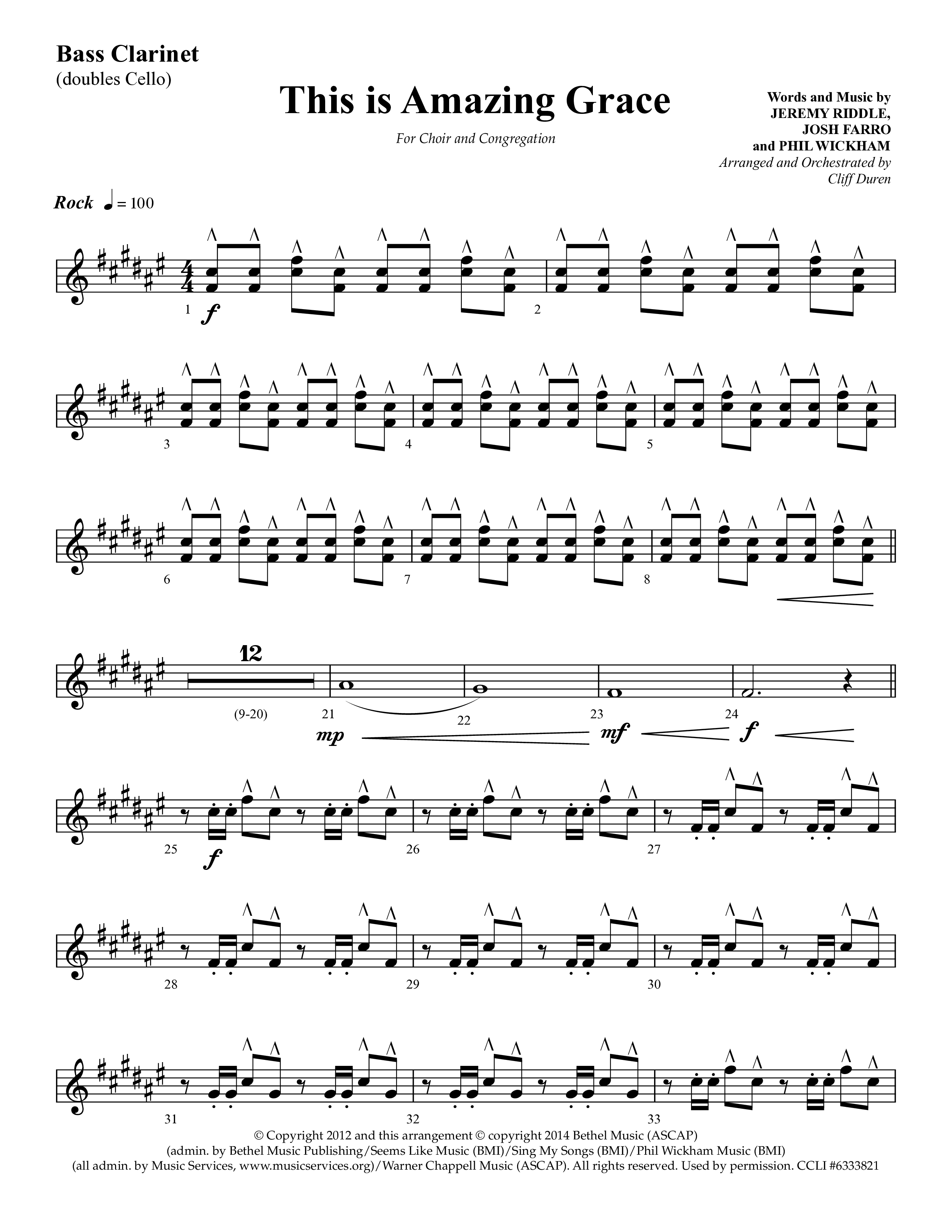 This Is Amazing Grace (Choral Anthem SATB) Bass Clarinet (Lifeway Choral / Arr. Cliff Duren)