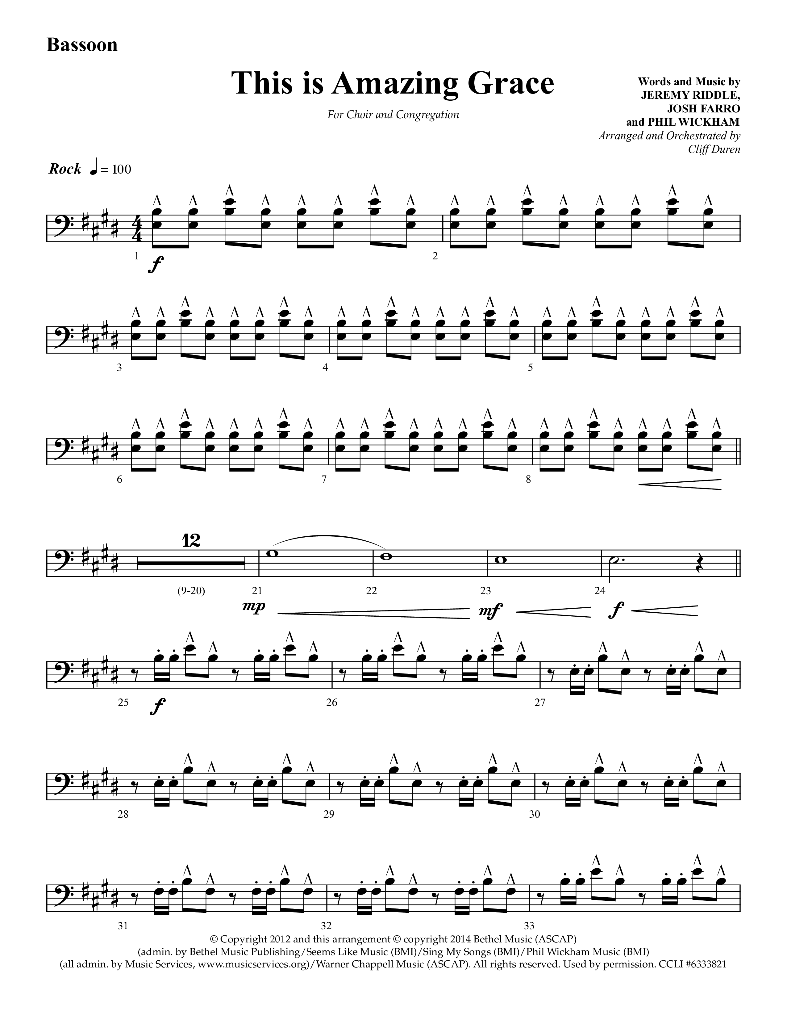 This Is Amazing Grace (Choral Anthem SATB) Bassoon (Lifeway Choral / Arr. Cliff Duren)