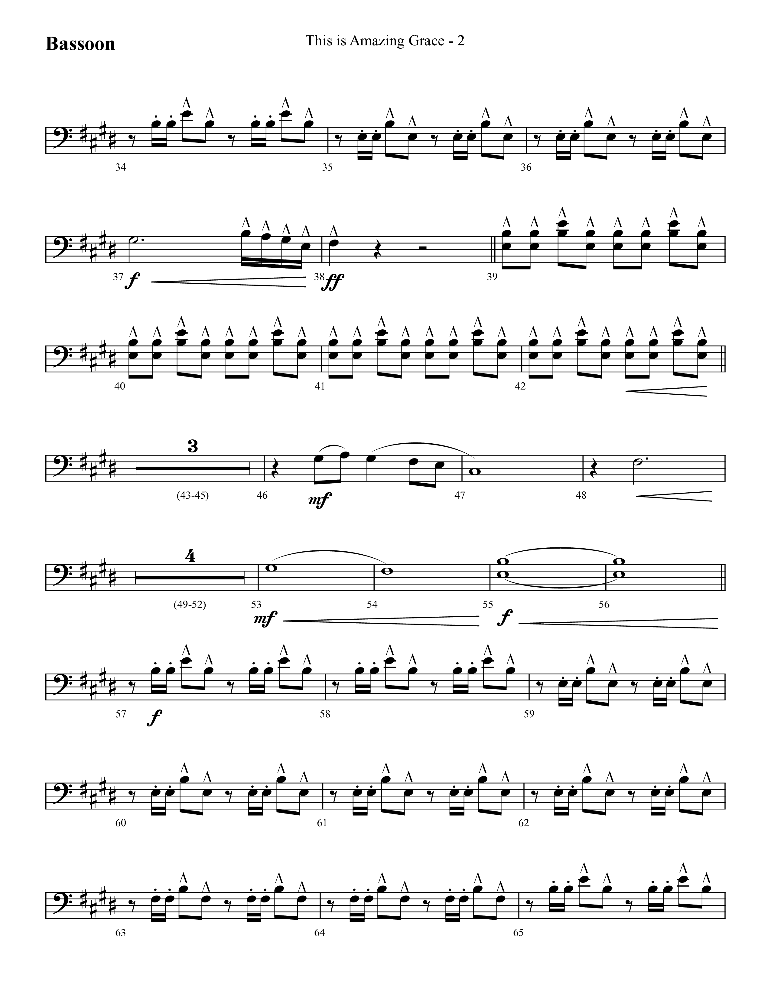 This Is Amazing Grace (Choral Anthem SATB) Bassoon (Lifeway Choral / Arr. Cliff Duren)