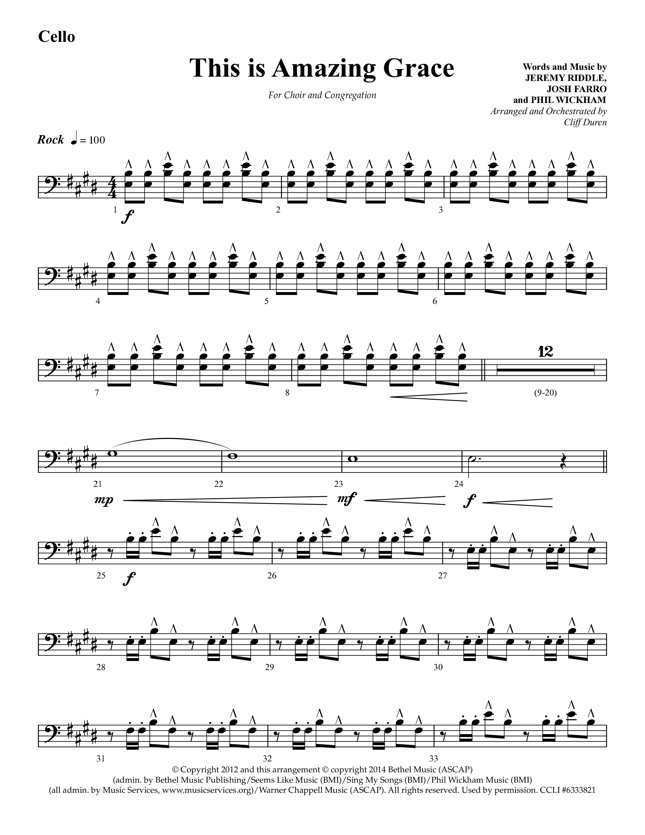 This Is Amazing Grace (Choral Anthem SATB) Cello (Lifeway Choral / Arr. Cliff Duren)