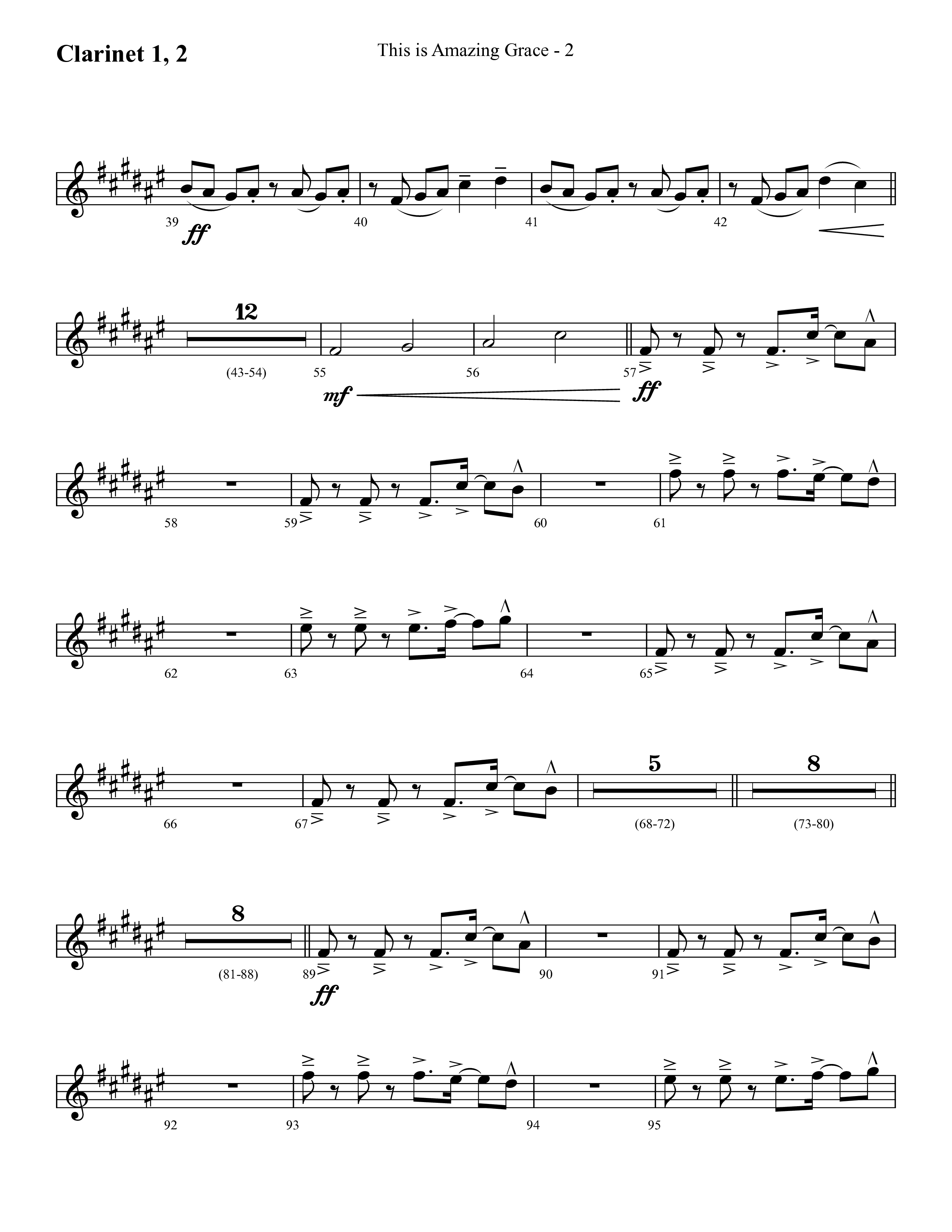 This Is Amazing Grace (Choral Anthem SATB) Clarinet 1/2 (Lifeway Choral / Arr. Cliff Duren)