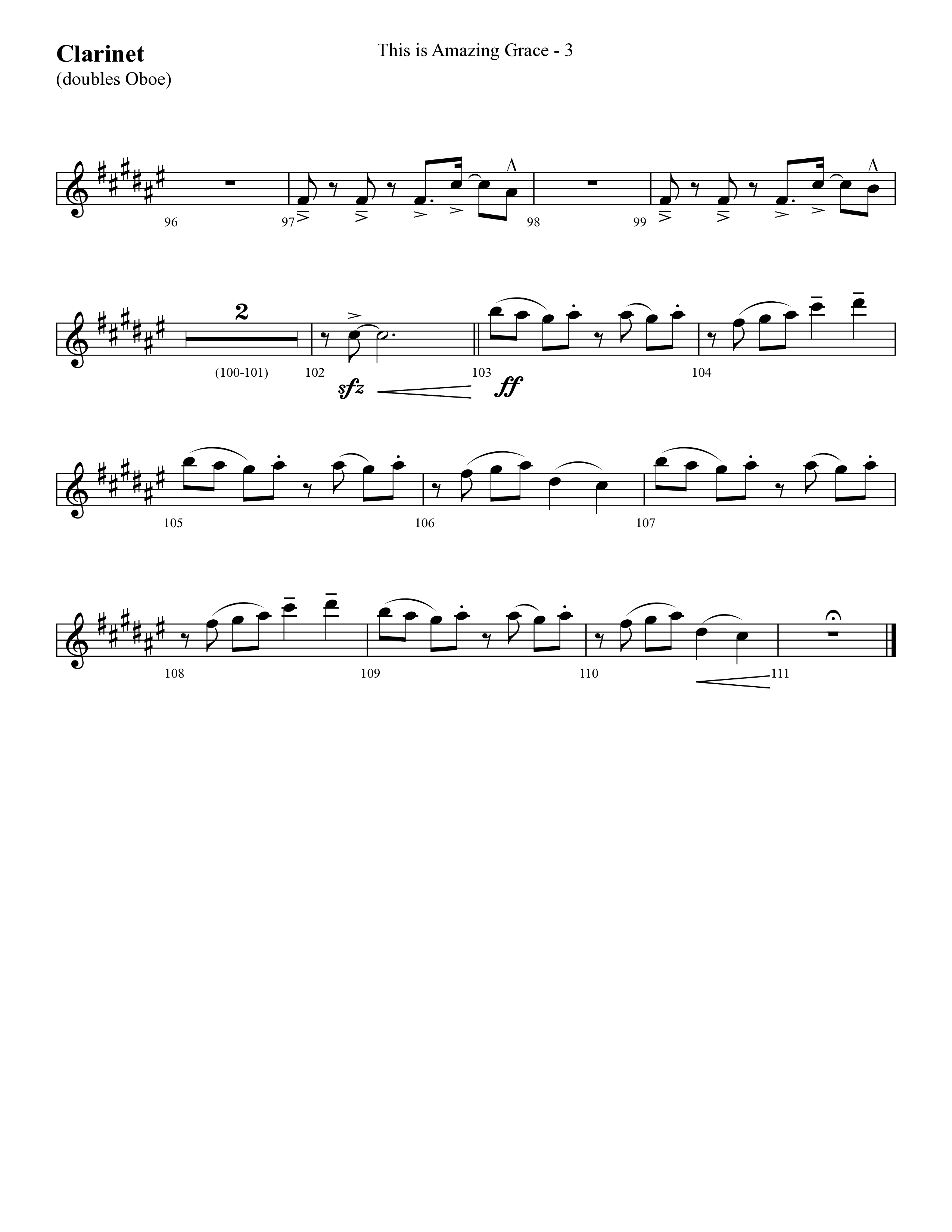 This Is Amazing Grace (Choral Anthem SATB) Clarinet (Lifeway Choral / Arr. Cliff Duren)