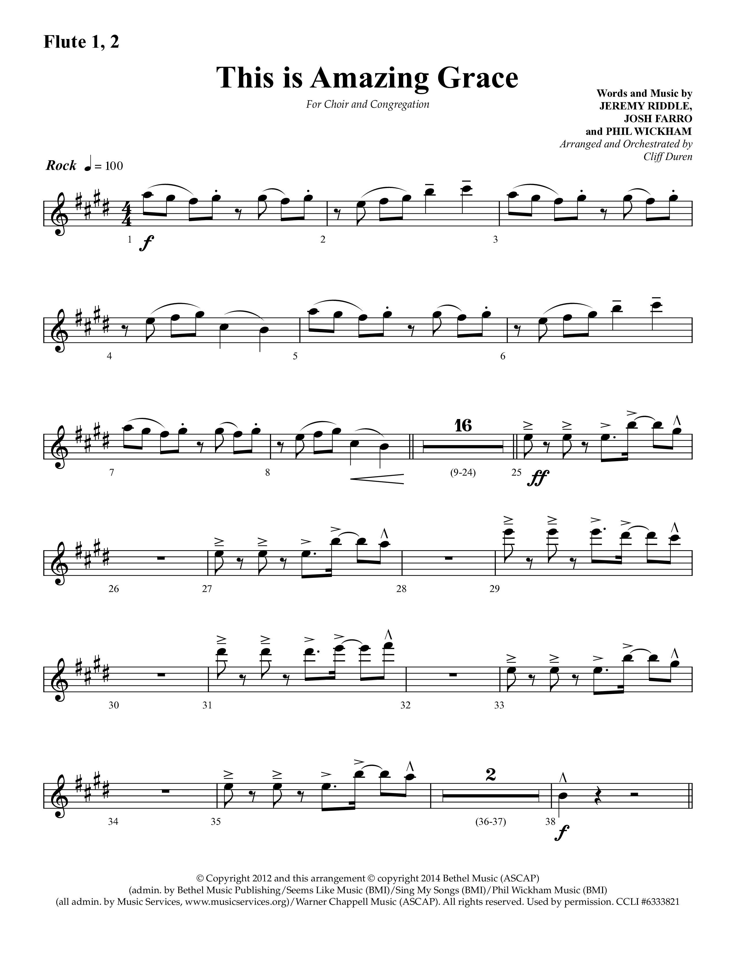 This Is Amazing Grace (Choral Anthem SATB) Flute 1/2 (Lifeway Choral / Arr. Cliff Duren)