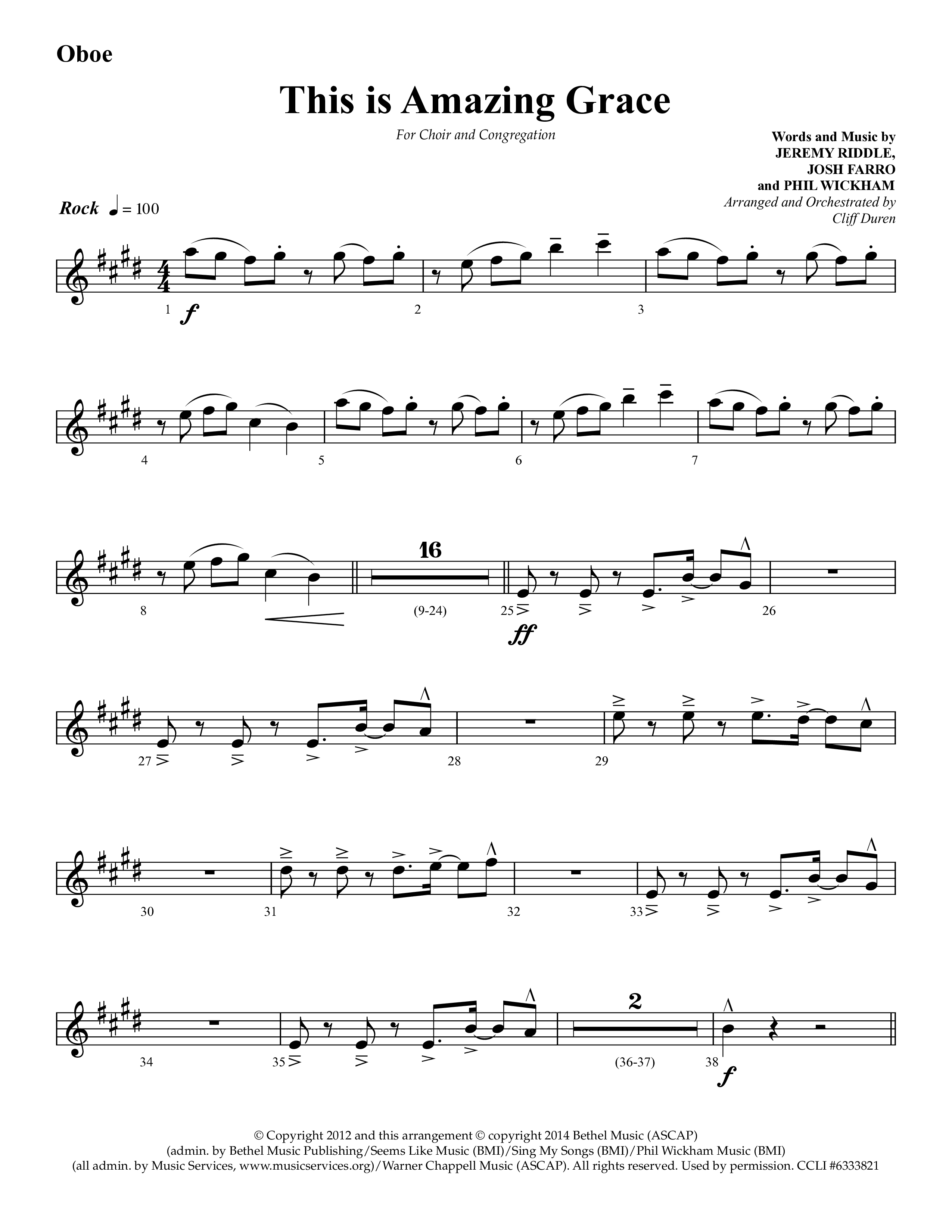 This Is Amazing Grace (Choral Anthem SATB) Oboe (Lifeway Choral / Arr. Cliff Duren)