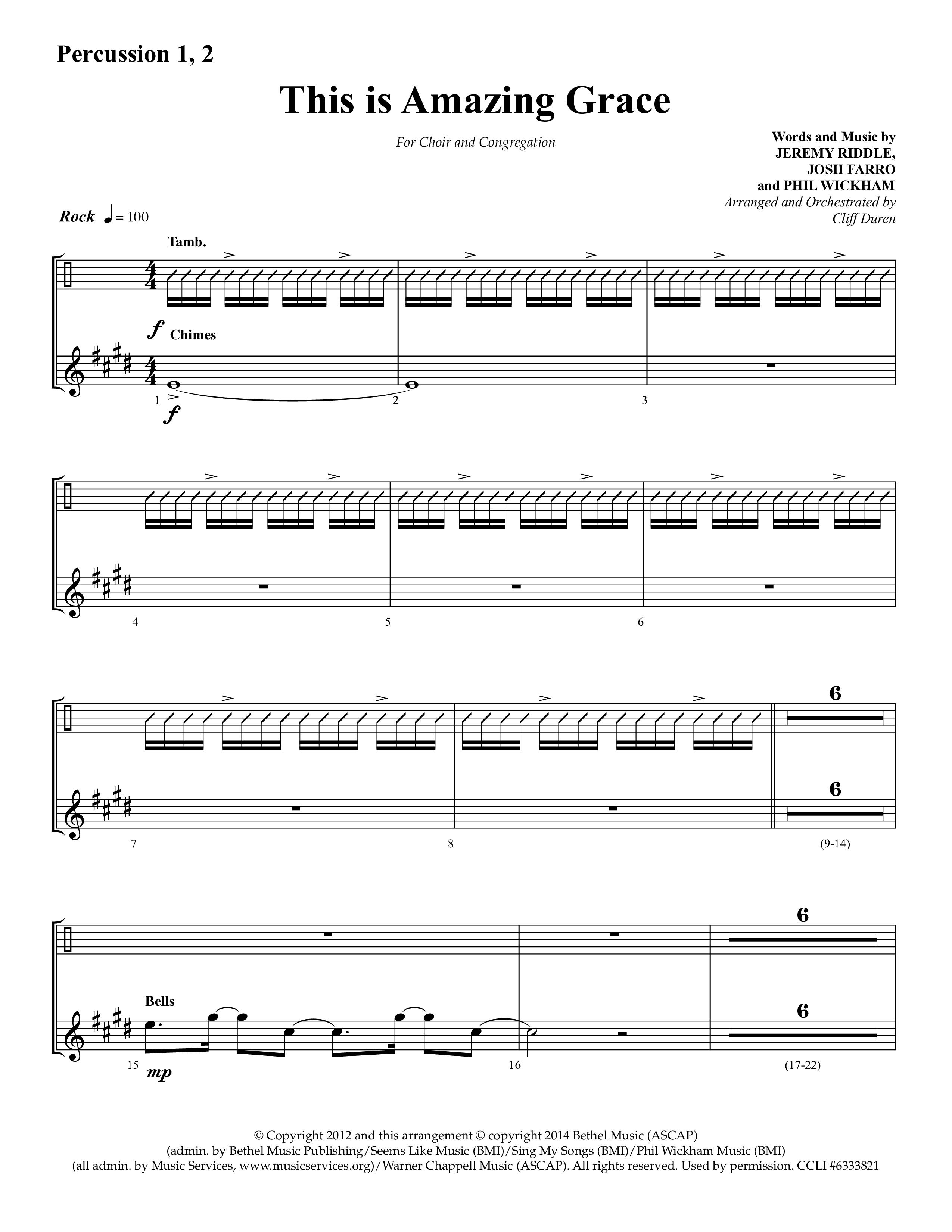 This Is Amazing Grace (Choral Anthem SATB) Percussion 1/2 (Lifeway Choral / Arr. Cliff Duren)