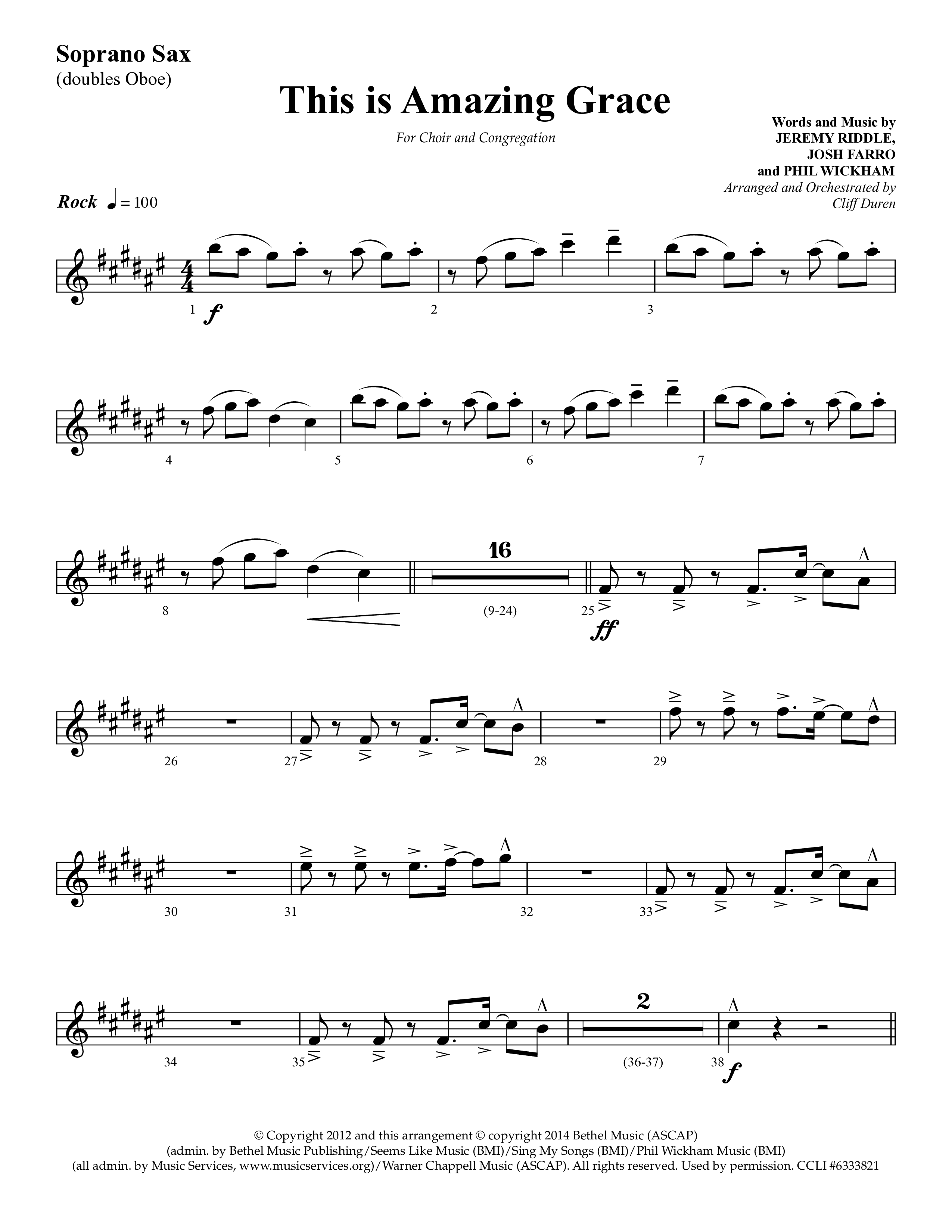 This Is Amazing Grace (Choral Anthem SATB) Soprano Sax (Lifeway Choral / Arr. Cliff Duren)