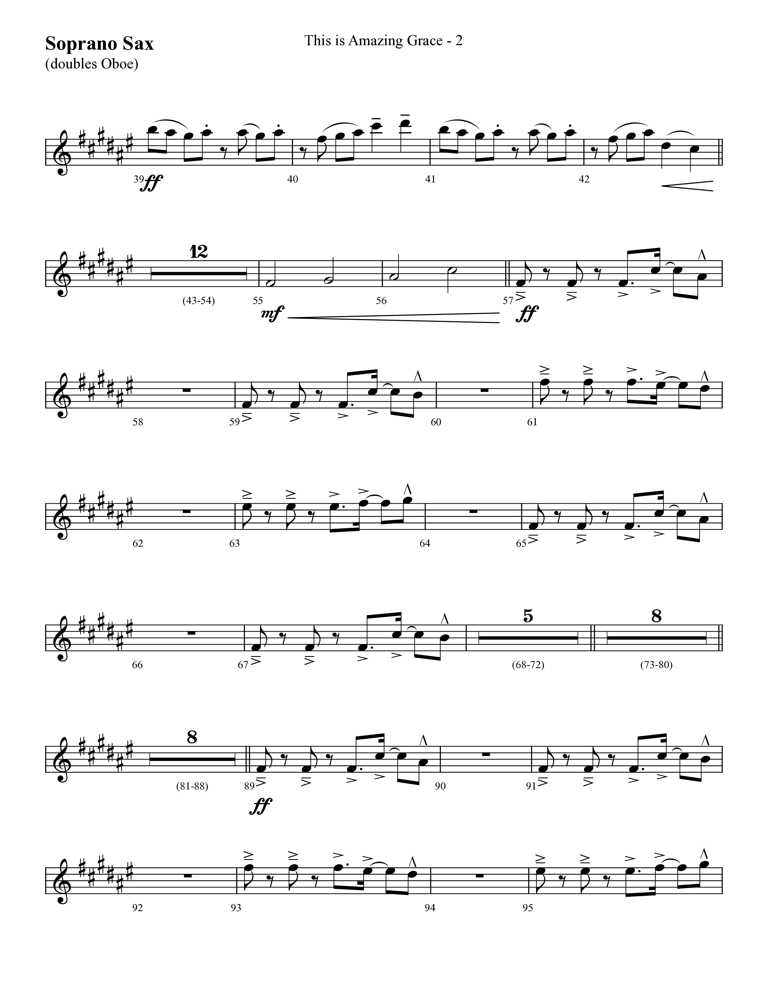 This Is Amazing Grace (Choral Anthem SATB) Soprano Sax (Lifeway Choral / Arr. Cliff Duren)