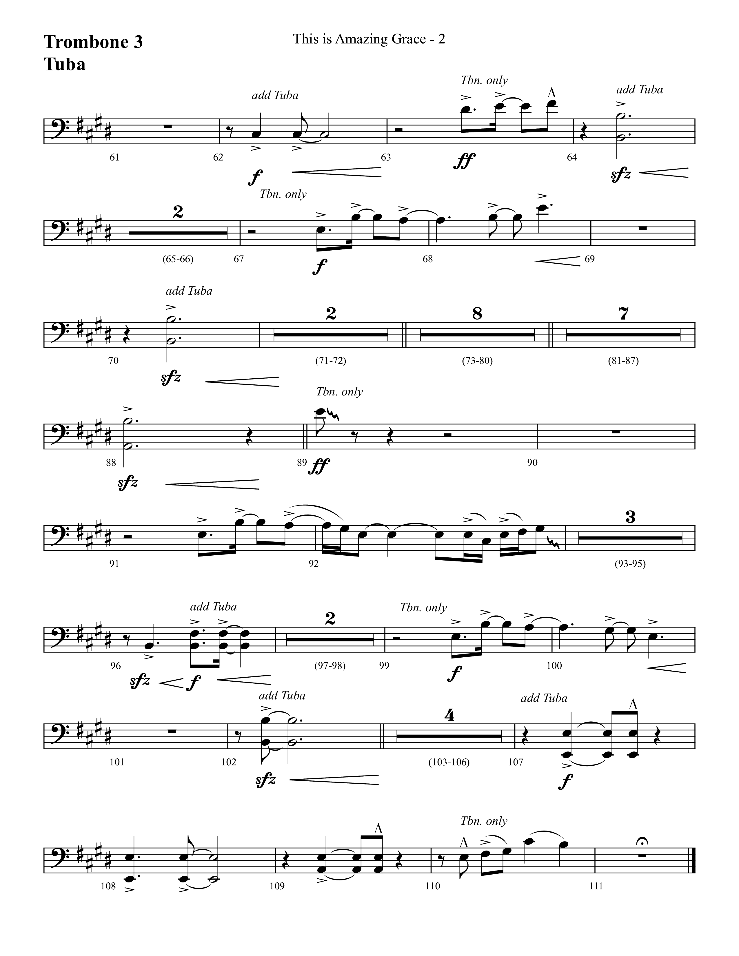 This Is Amazing Grace (Choral Anthem SATB) Trombone 3/Tuba (Lifeway Choral / Arr. Cliff Duren)