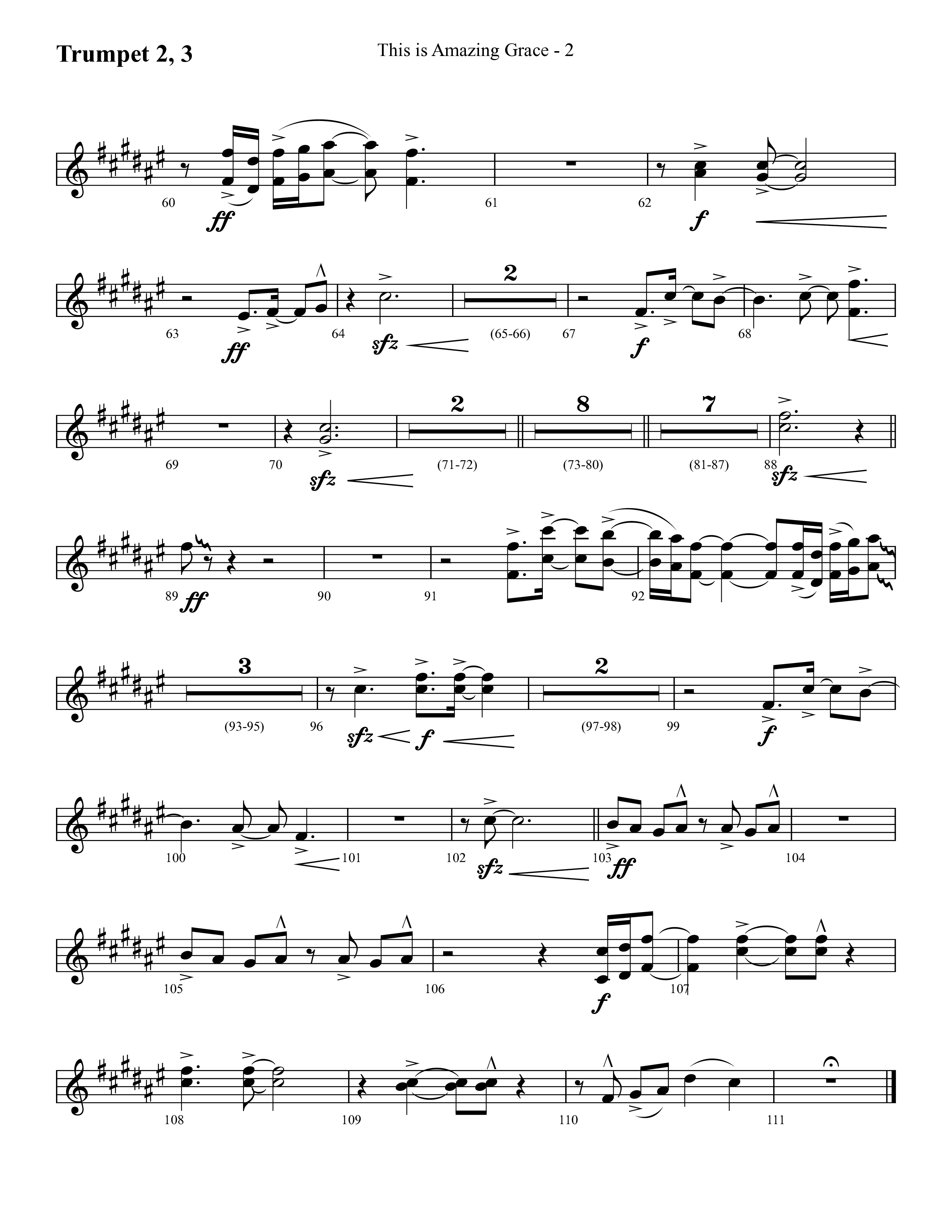 This Is Amazing Grace (Choral Anthem SATB) Trumpet 2/3 (Lifeway Choral / Arr. Cliff Duren)
