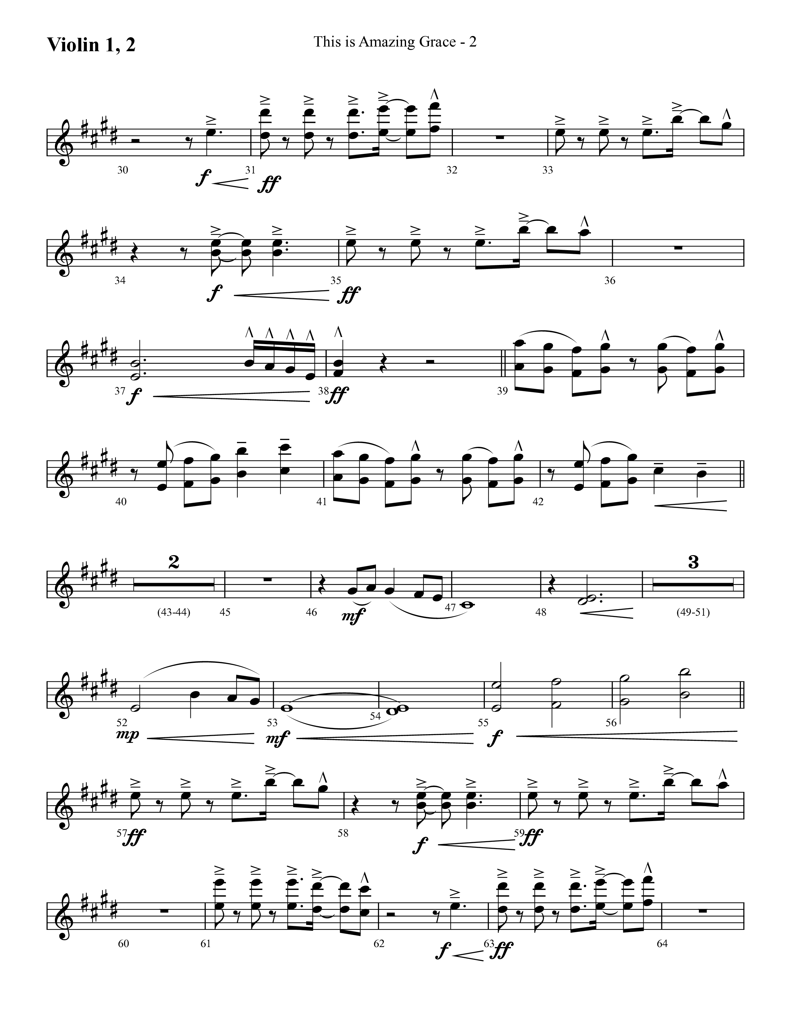 This Is Amazing Grace (Choral Anthem SATB) Violin 1/2 (Lifeway Choral / Arr. Cliff Duren)
