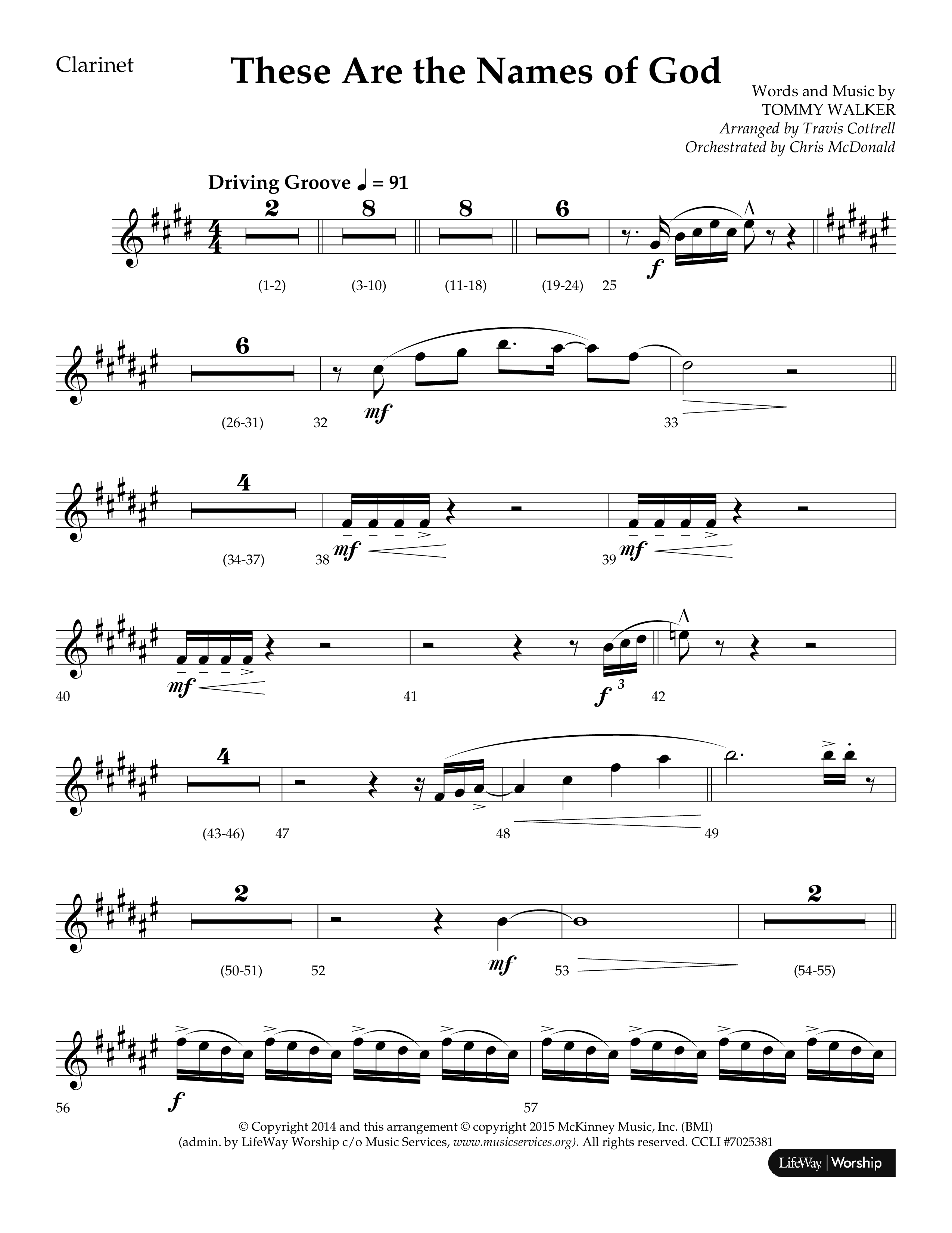 These Are The Names Of God (Choral Anthem SATB) Clarinet 1/2 (Lifeway Choral / Arr. Travis Cottrell / Orch. Chris McDonald)