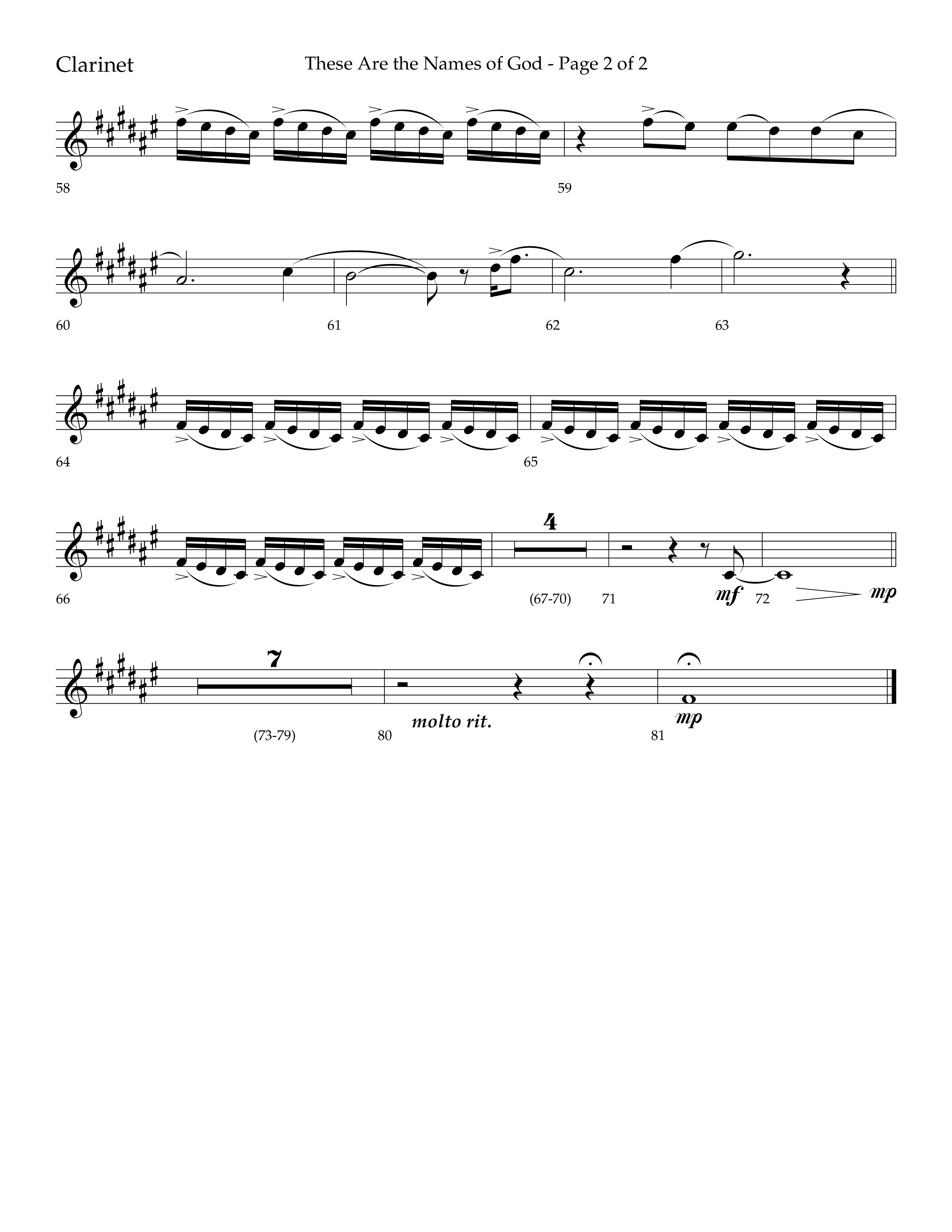 These Are The Names Of God (Choral Anthem SATB) Clarinet 1/2 (Lifeway Choral / Arr. Travis Cottrell / Orch. Chris McDonald)