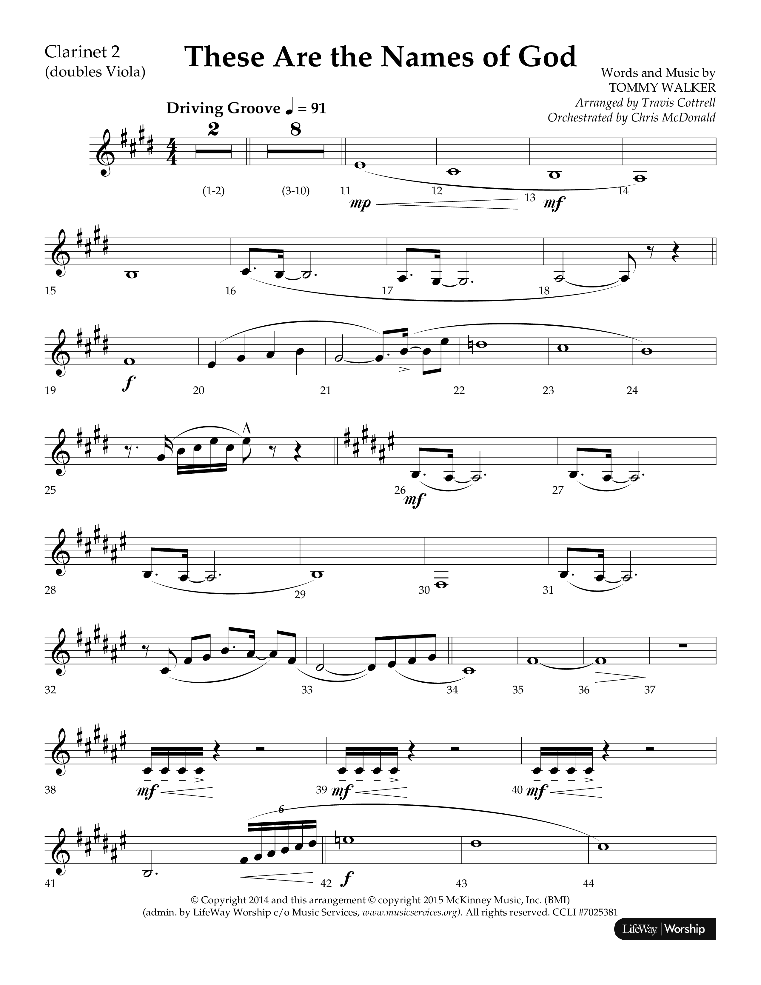 These Are The Names Of God (Choral Anthem SATB) Clarinet 1/2 (Lifeway Choral / Arr. Travis Cottrell / Orch. Chris McDonald)