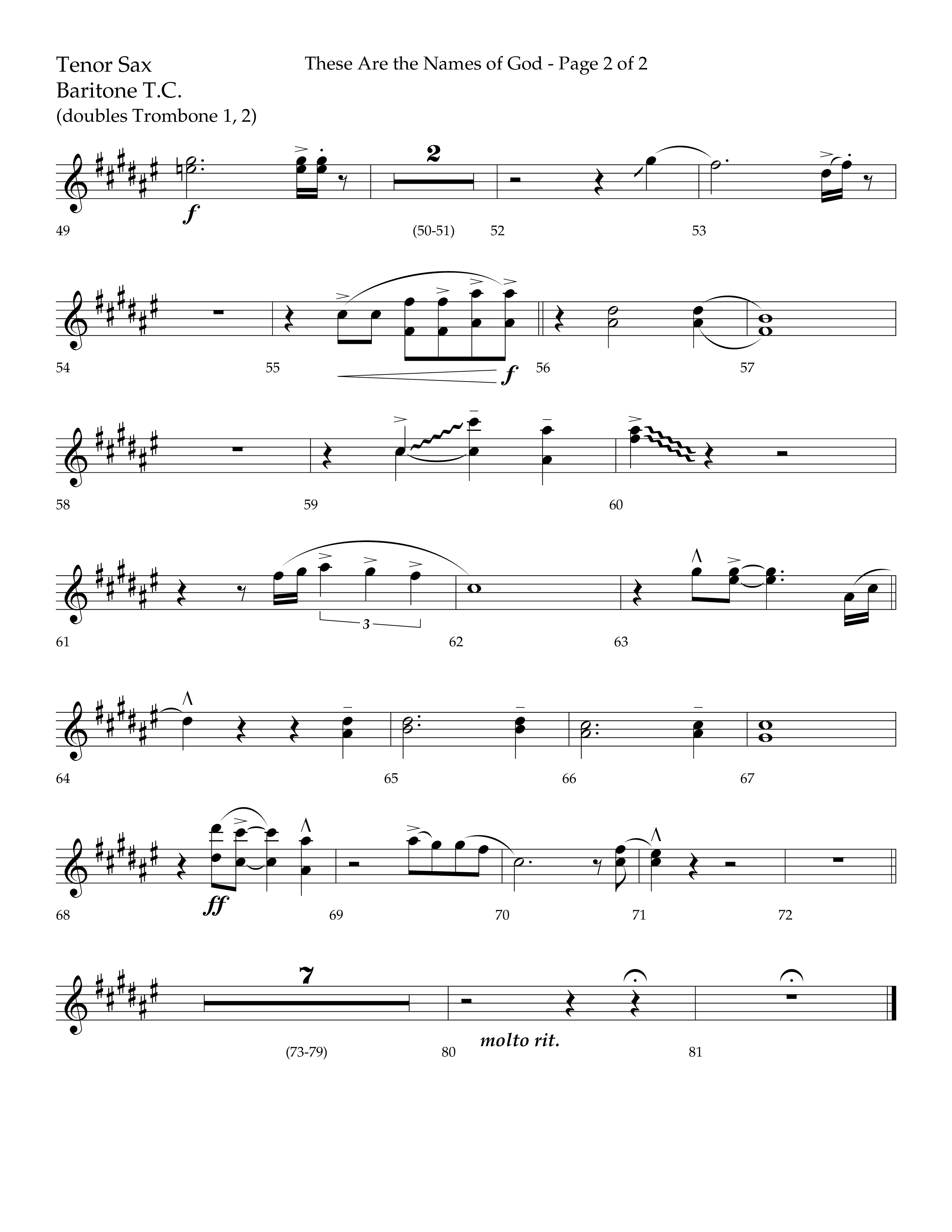 These Are The Names Of God (Choral Anthem SATB) Tenor Sax/Baritone T.C. (Lifeway Choral / Arr. Travis Cottrell / Orch. Chris McDonald)