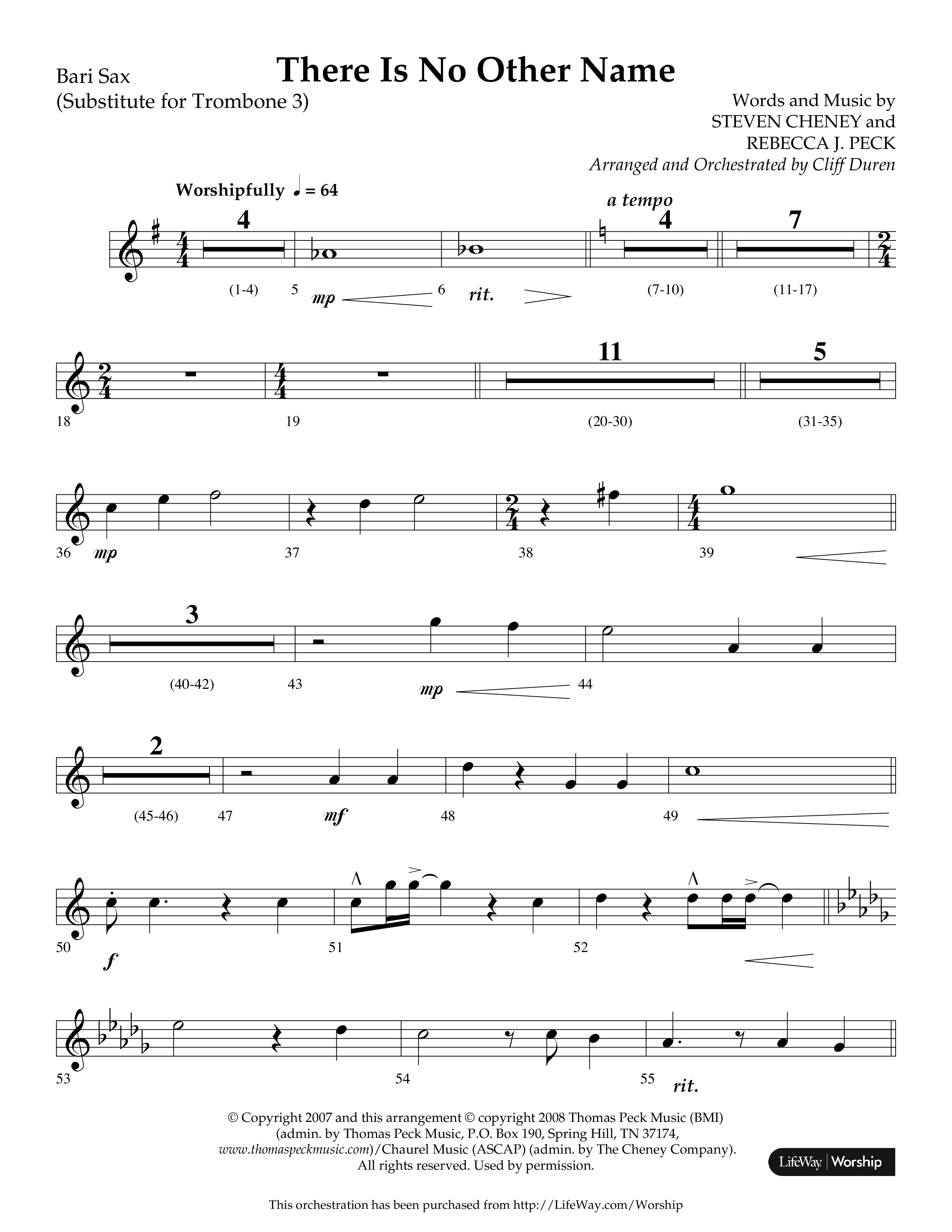 There Is No Other Name (Choral Anthem SATB) Bari Sax (Lifeway Choral / Arr. Cliff Duren)