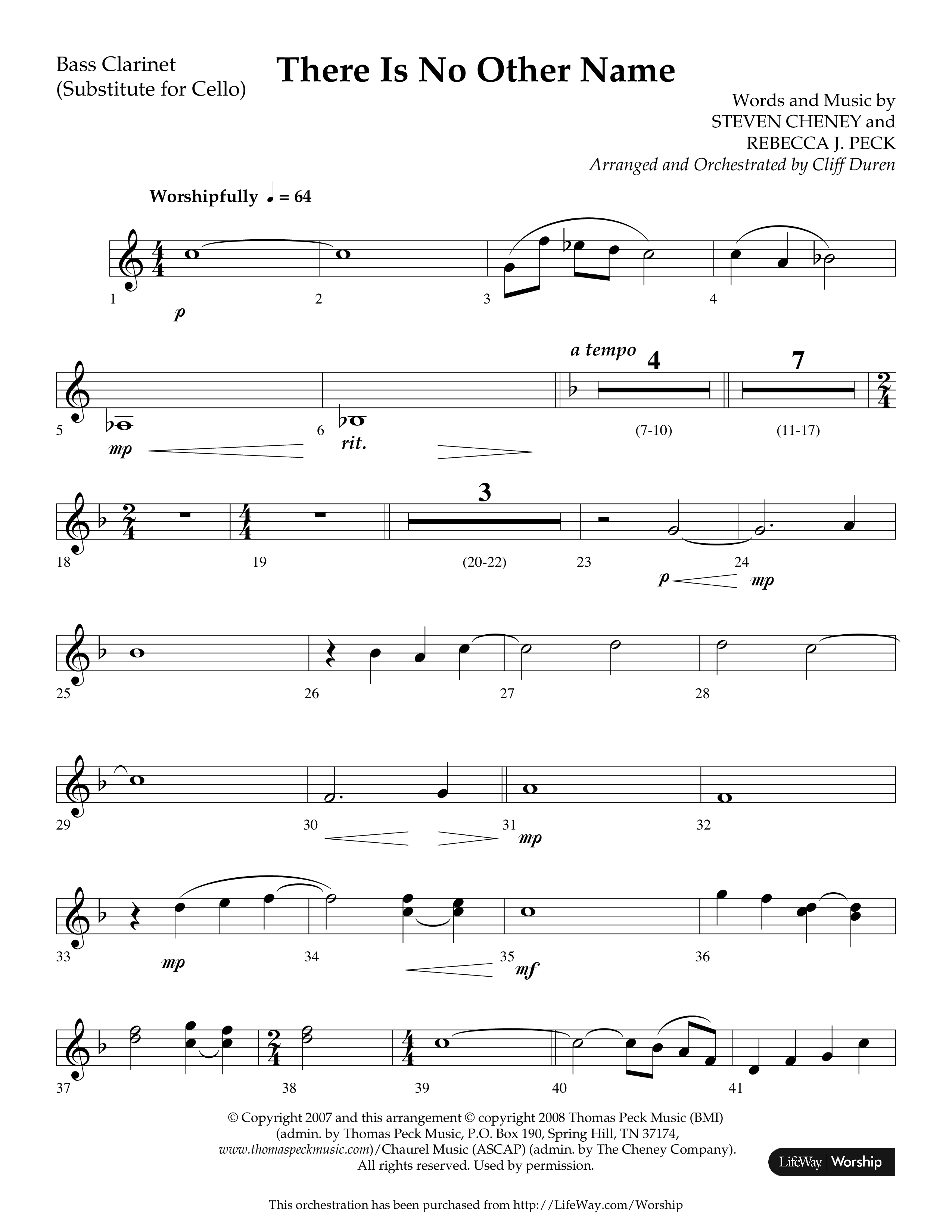 There Is No Other Name (Choral Anthem SATB) Bass Clarinet (Lifeway Choral / Arr. Cliff Duren)