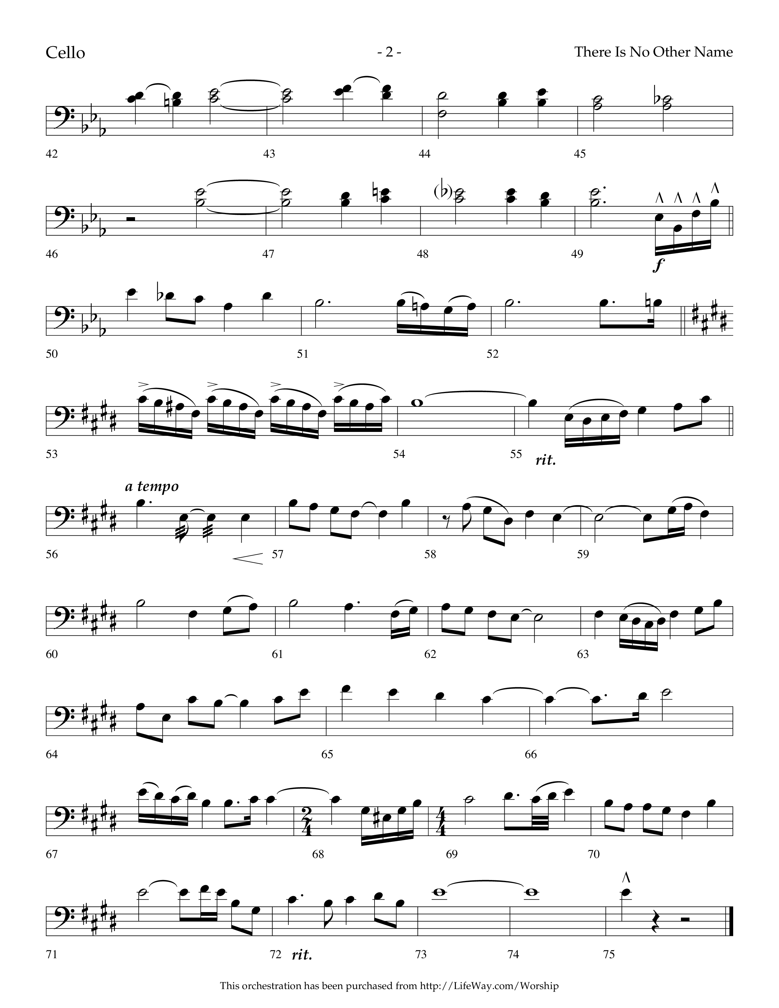 There Is No Other Name (Choral Anthem SATB) Cello (Lifeway Choral / Arr. Cliff Duren)