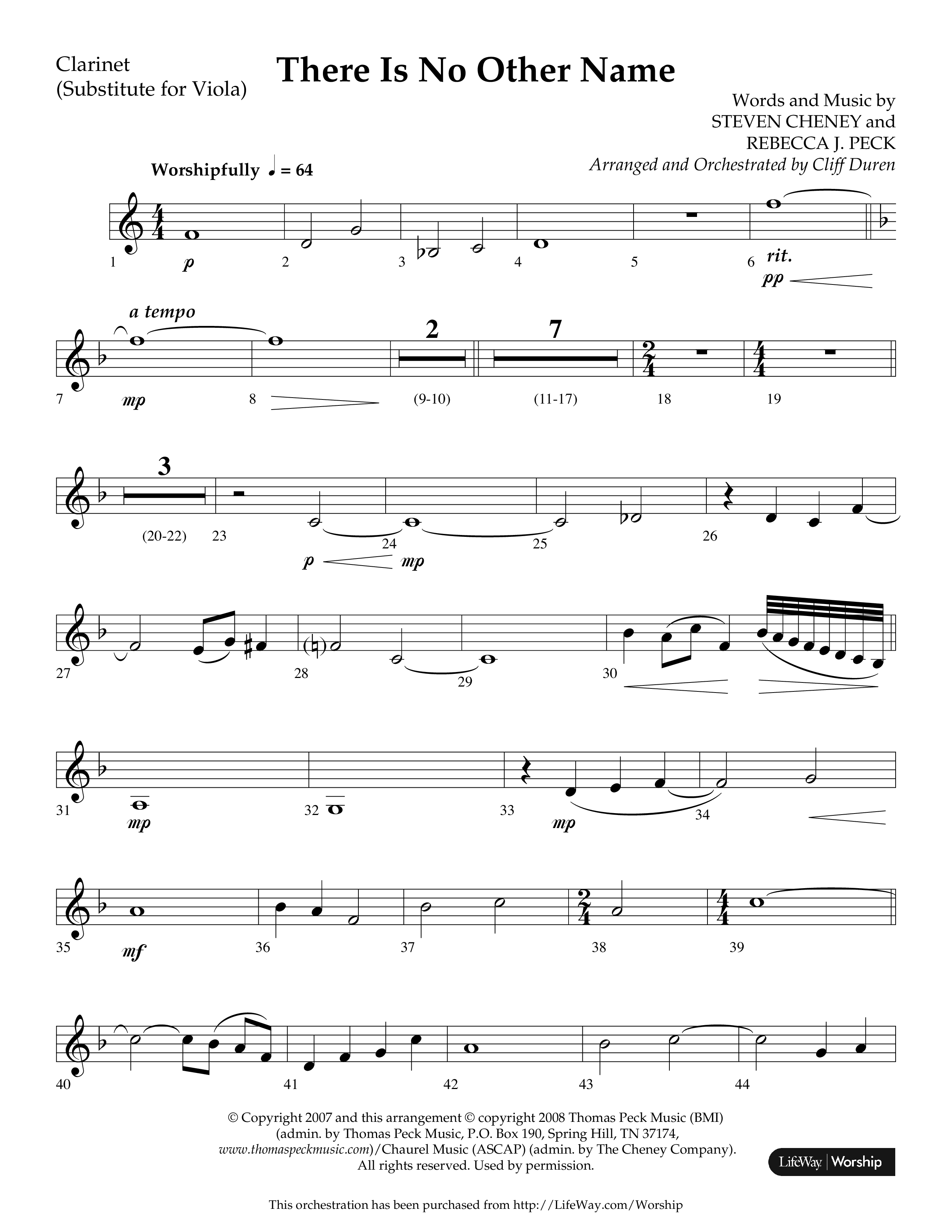 There Is No Other Name (Choral Anthem SATB) Clarinet (Lifeway Choral / Arr. Cliff Duren)