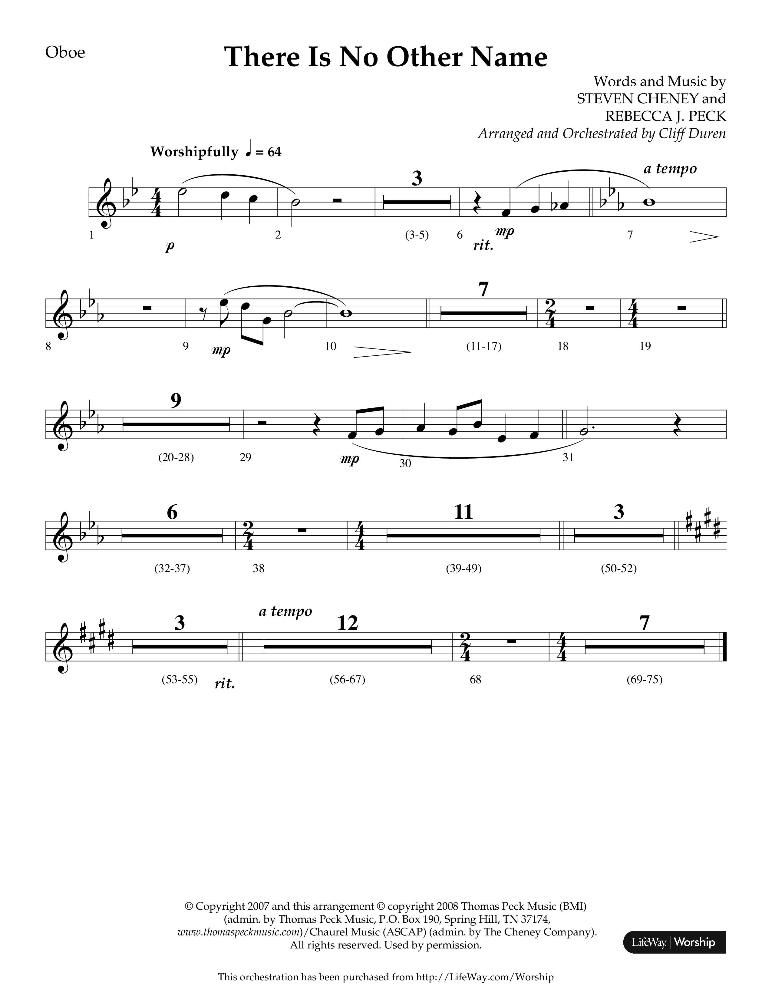 There Is No Other Name (Choral Anthem SATB) Oboe (Lifeway Choral / Arr. Cliff Duren)