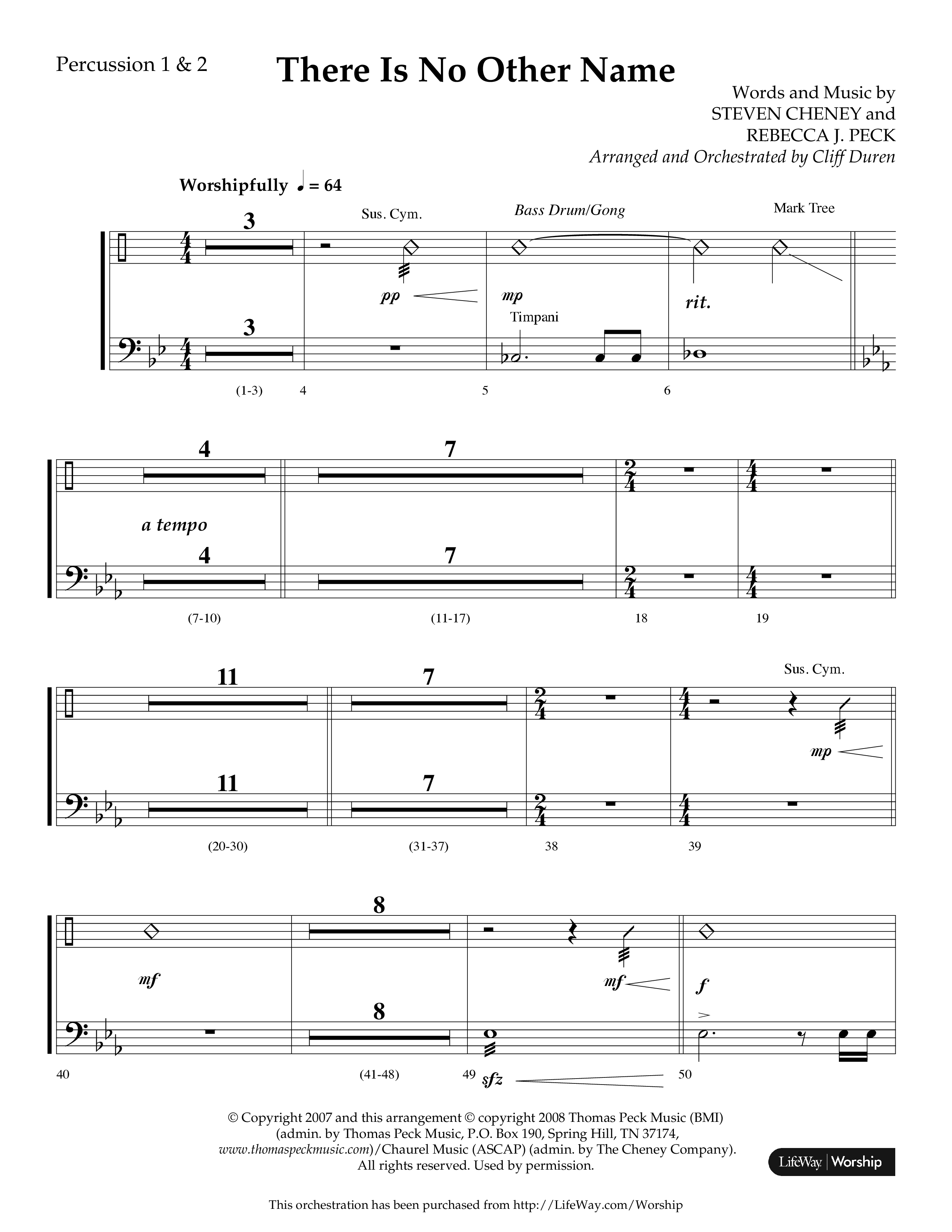 There Is No Other Name (Choral Anthem SATB) Percussion 1/2 (Lifeway Choral / Arr. Cliff Duren)
