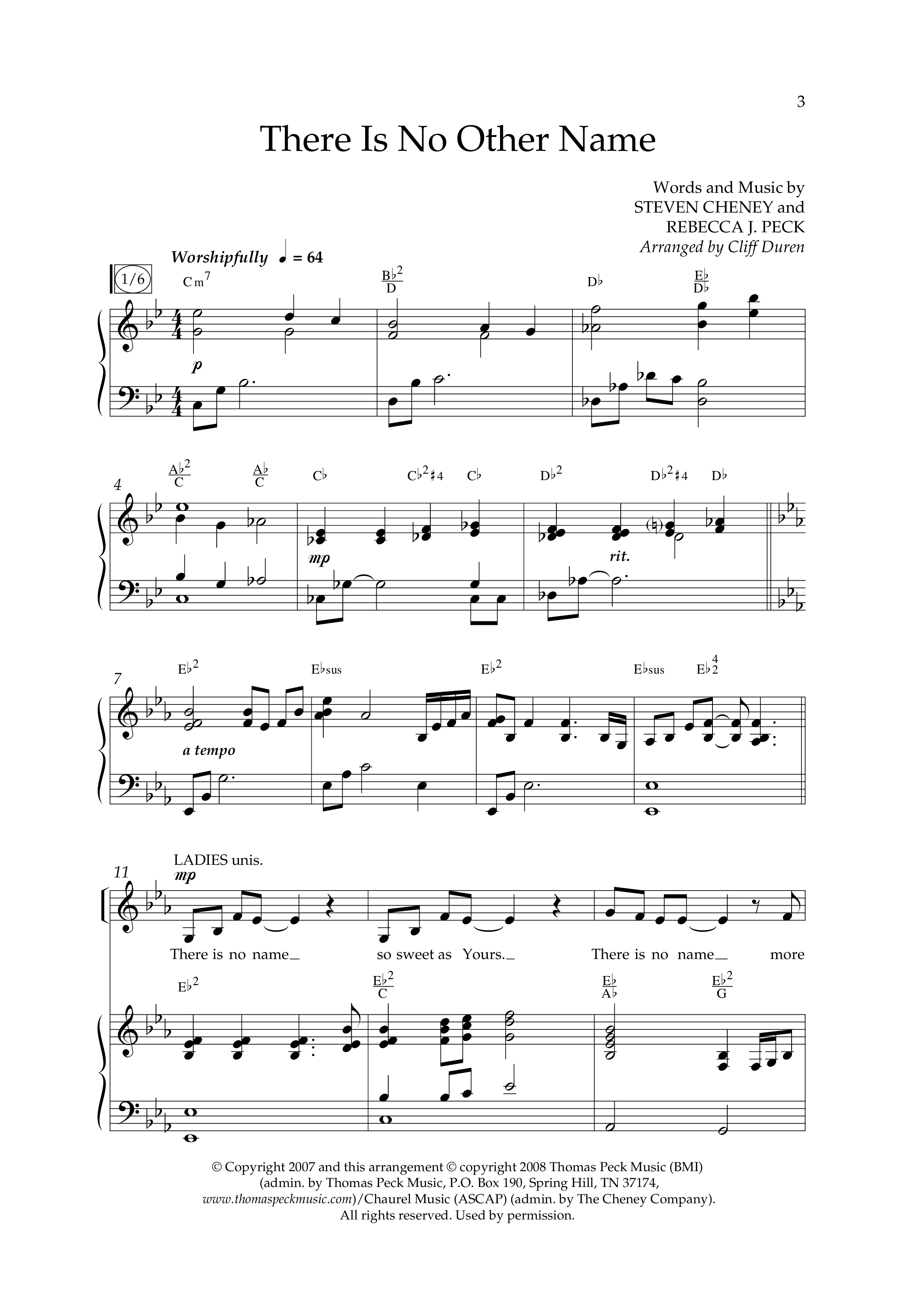 There Is No Other Name (Choral Anthem SATB) Anthem (SATB/Piano) (Lifeway Choral / Arr. Cliff Duren)