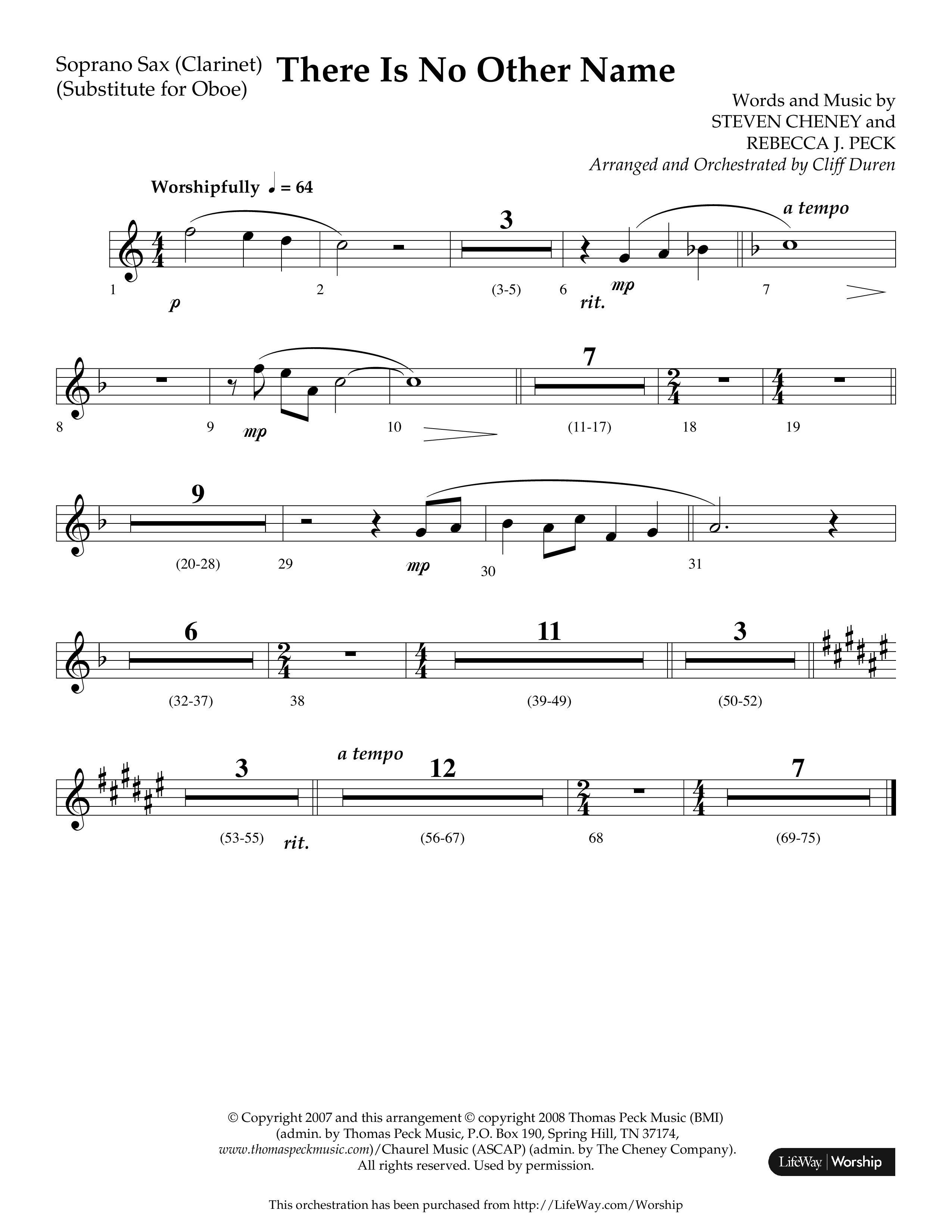 There Is No Other Name (Choral Anthem SATB) Soprano Sax (Lifeway Choral / Arr. Cliff Duren)