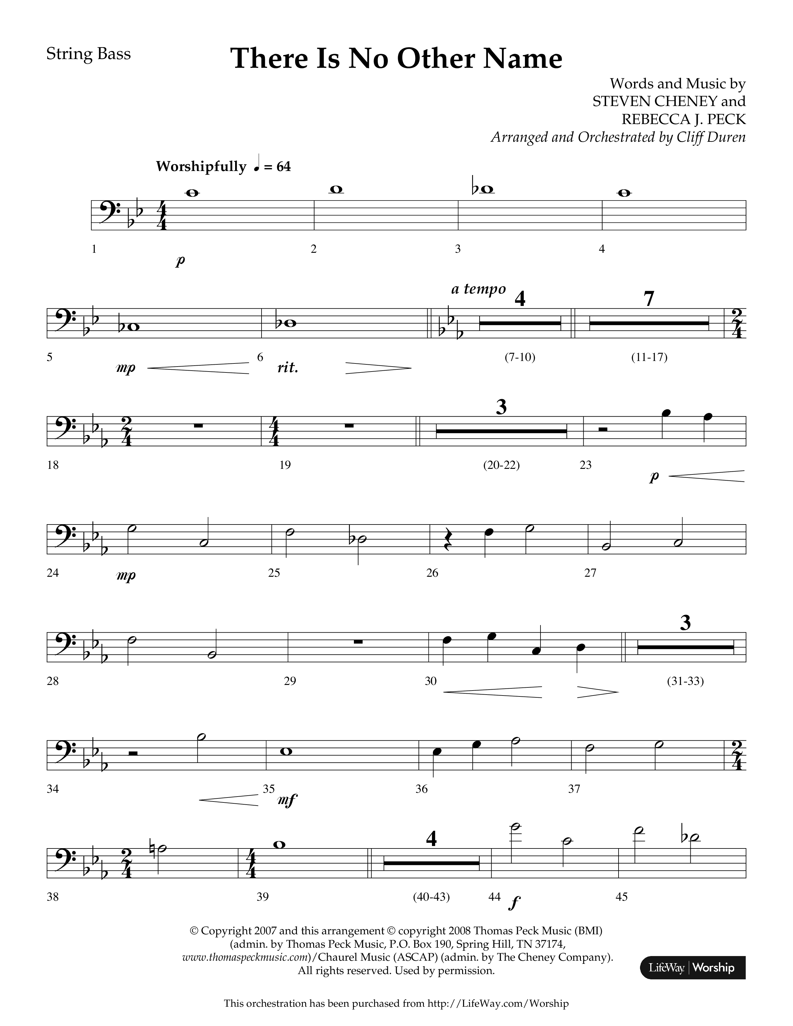 There Is No Other Name (Choral Anthem SATB) String Bass (Lifeway Choral / Arr. Cliff Duren)