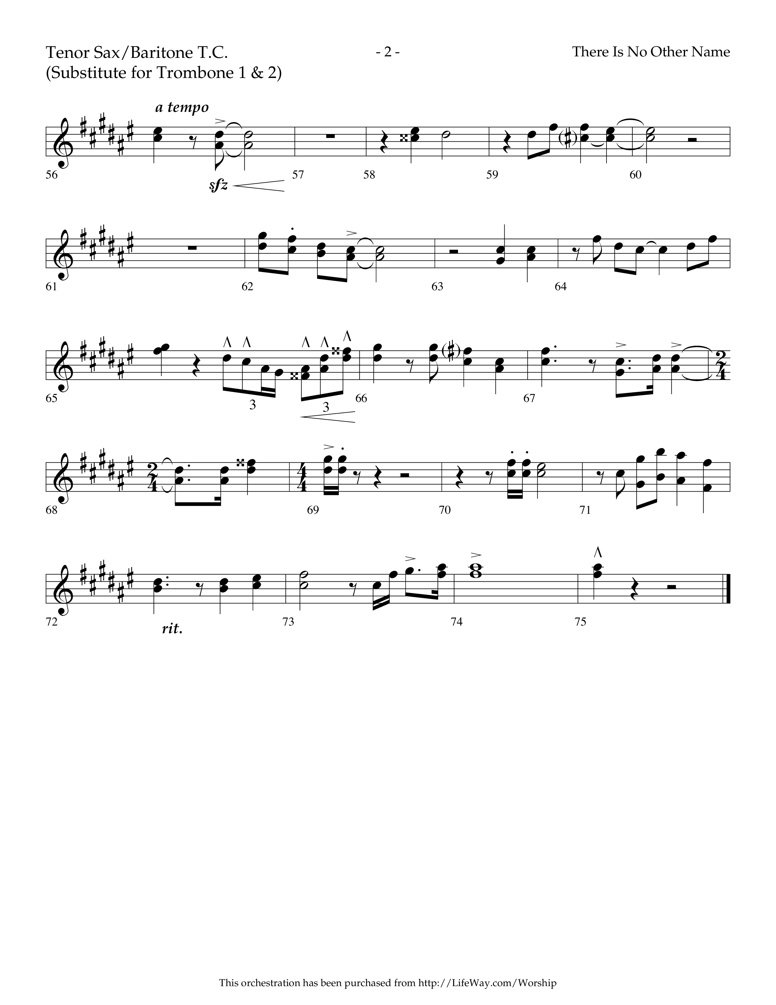 There Is No Other Name (Choral Anthem SATB) Tenor Sax/Baritone T.C. (Lifeway Choral / Arr. Cliff Duren)