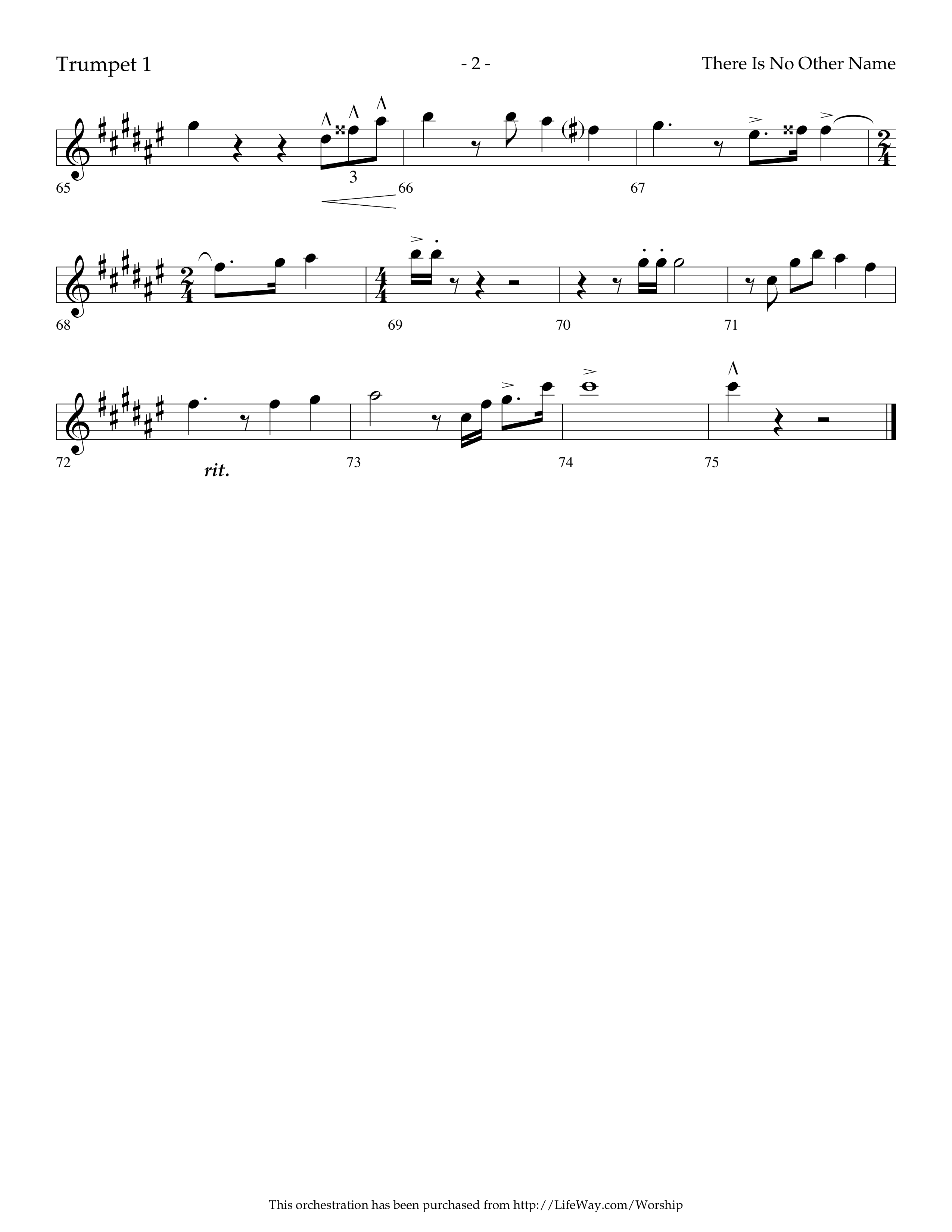 There Is No Other Name (Choral Anthem SATB) Trumpet 1 (Lifeway Choral / Arr. Cliff Duren)