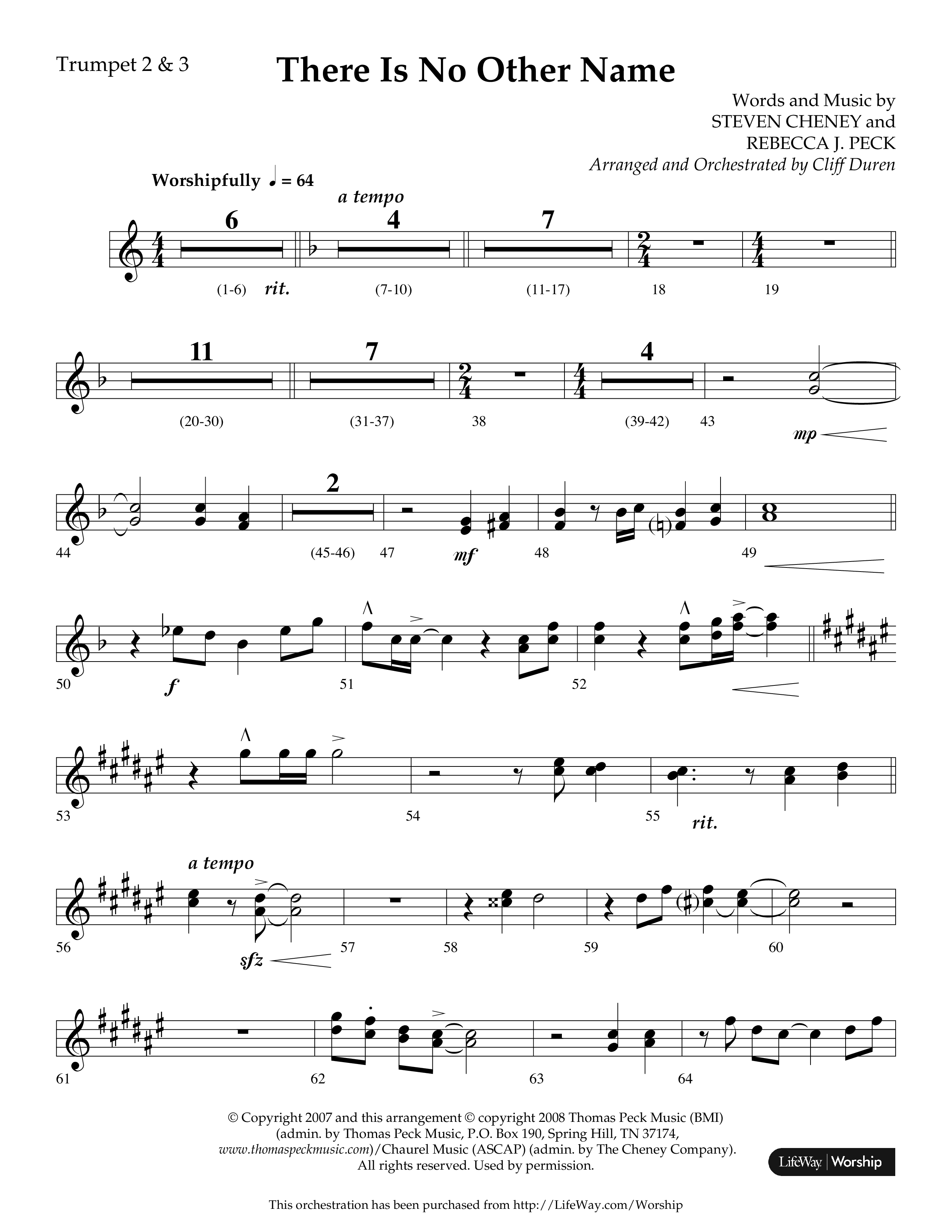 There Is No Other Name (Choral Anthem SATB) Trumpet 2/3 (Lifeway Choral / Arr. Cliff Duren)
