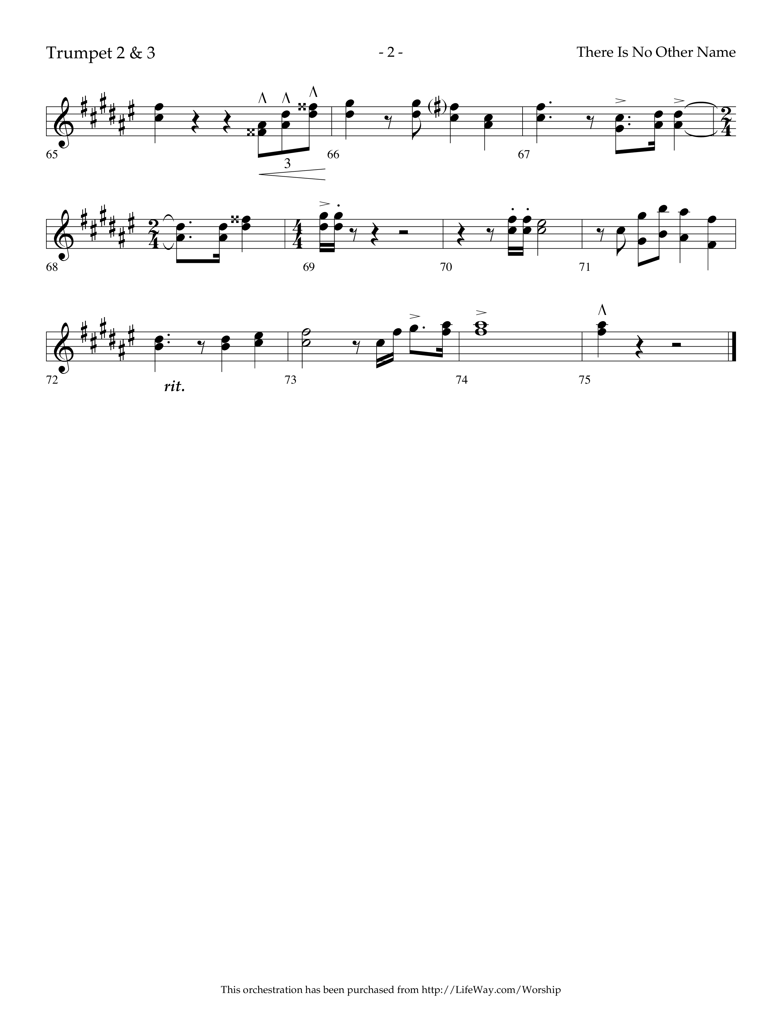 There Is No Other Name (Choral Anthem SATB) Trumpet 2/3 (Lifeway Choral / Arr. Cliff Duren)