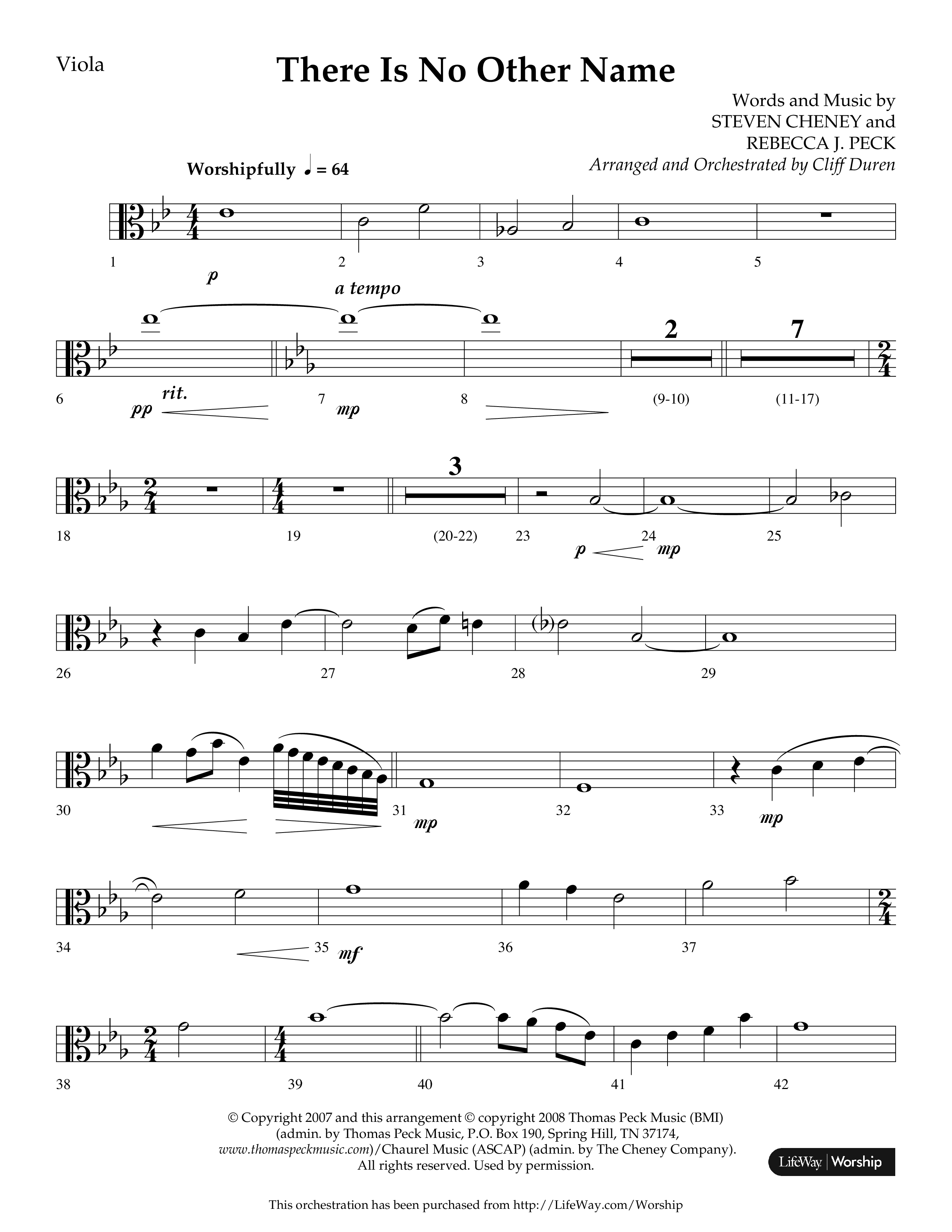 There Is No Other Name (Choral Anthem SATB) Viola (Lifeway Choral / Arr. Cliff Duren)