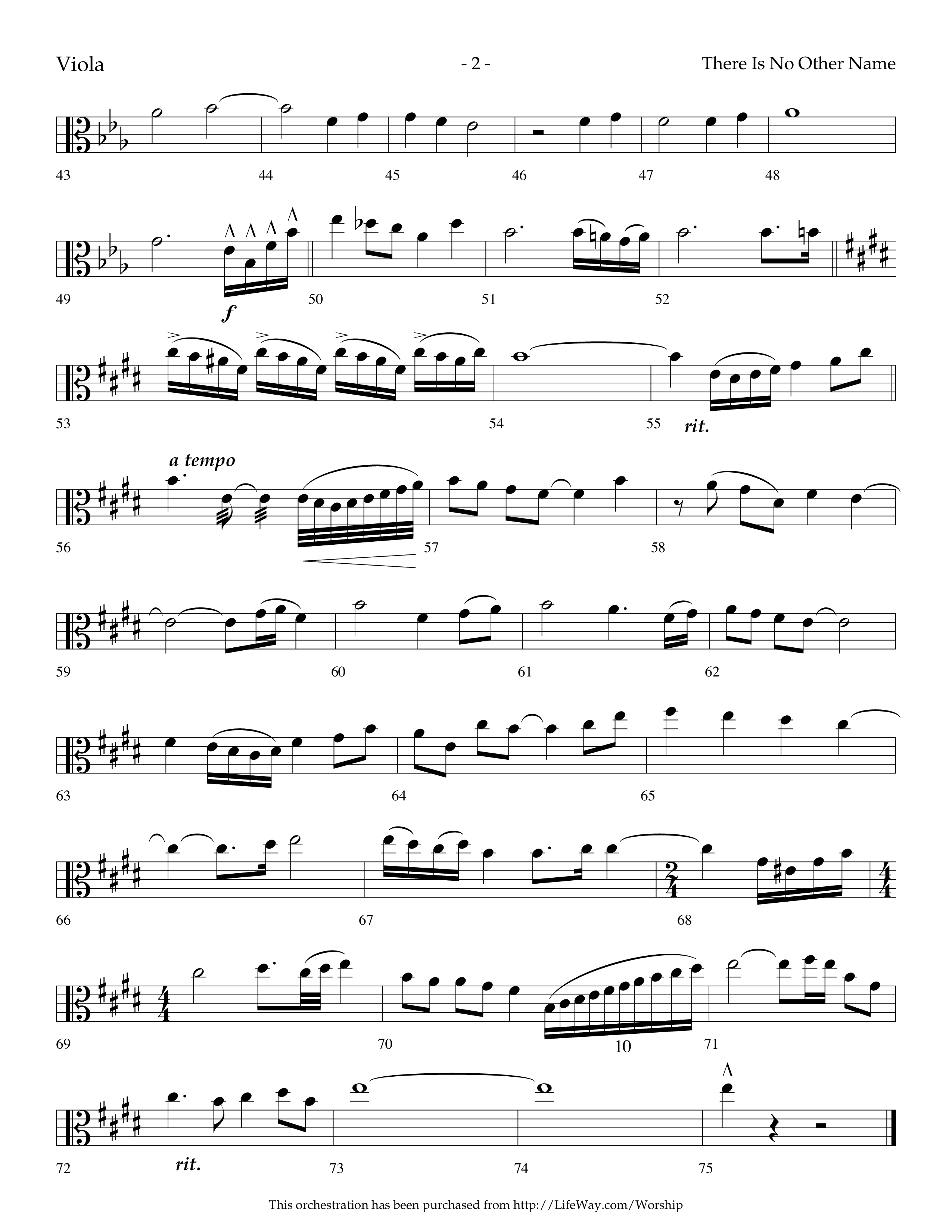 There Is No Other Name (Choral Anthem SATB) Viola (Lifeway Choral / Arr. Cliff Duren)